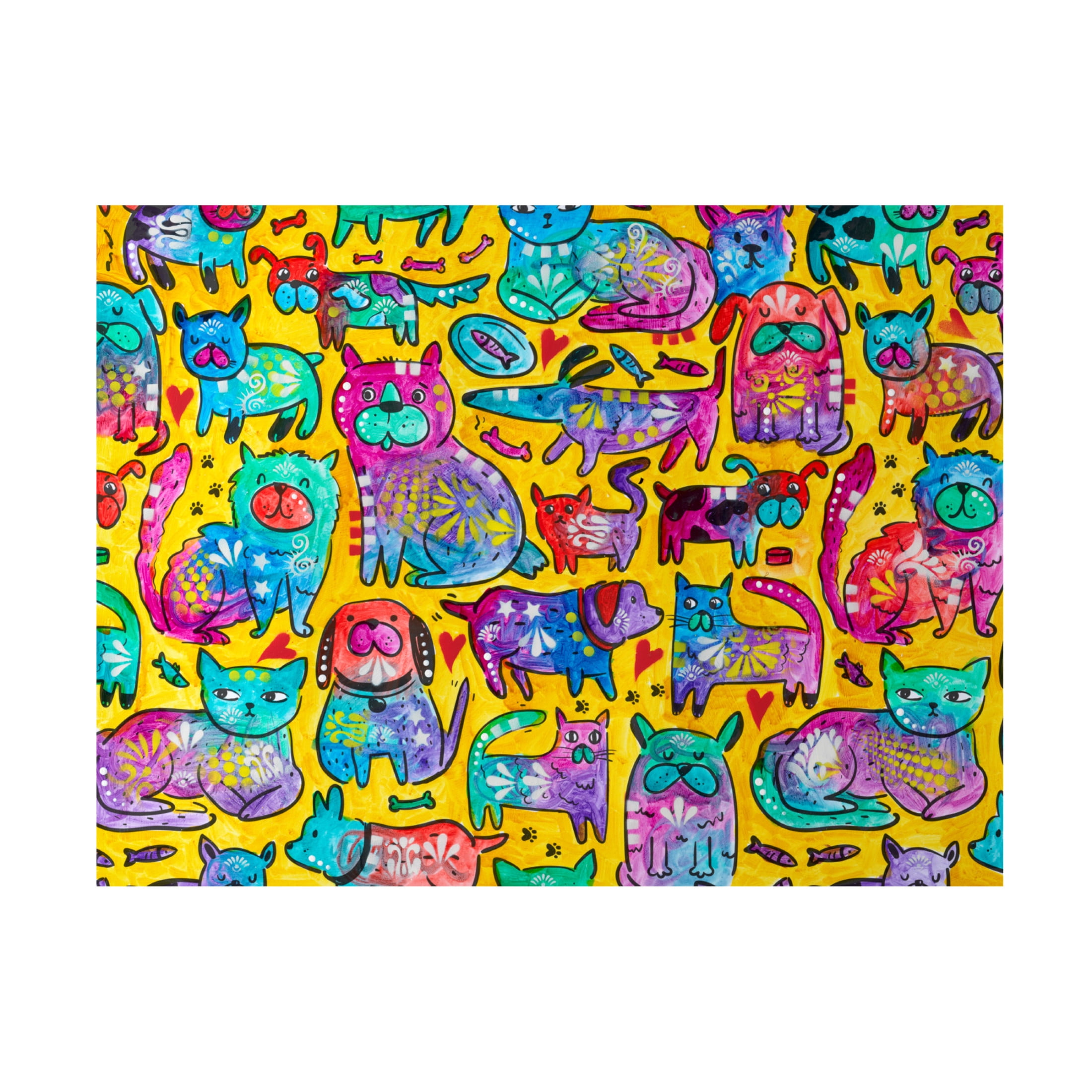 Canvas Wall Art - Dean Russo 'Puppers and Kittehs' Wall Art for Living Room, Bedroom, or Office Décor by Trademark Fine Art - 24 x 18 Inches