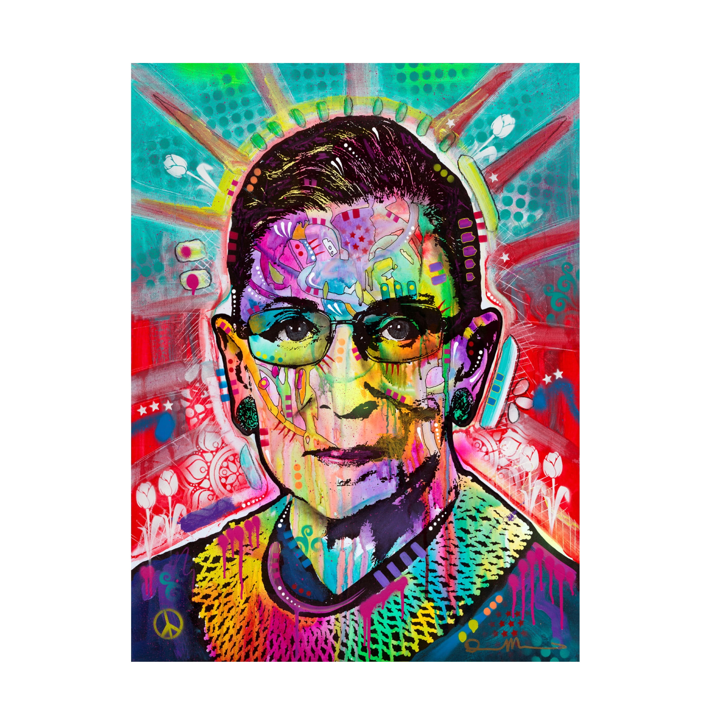 Canvas Wall Art - Dean Russo 'Ruth Bader Ginsburg' Wall Art for Living Room, Bedroom, or Office Décor by Trademark Fine Art - 18 x 24 Inches - 18x24