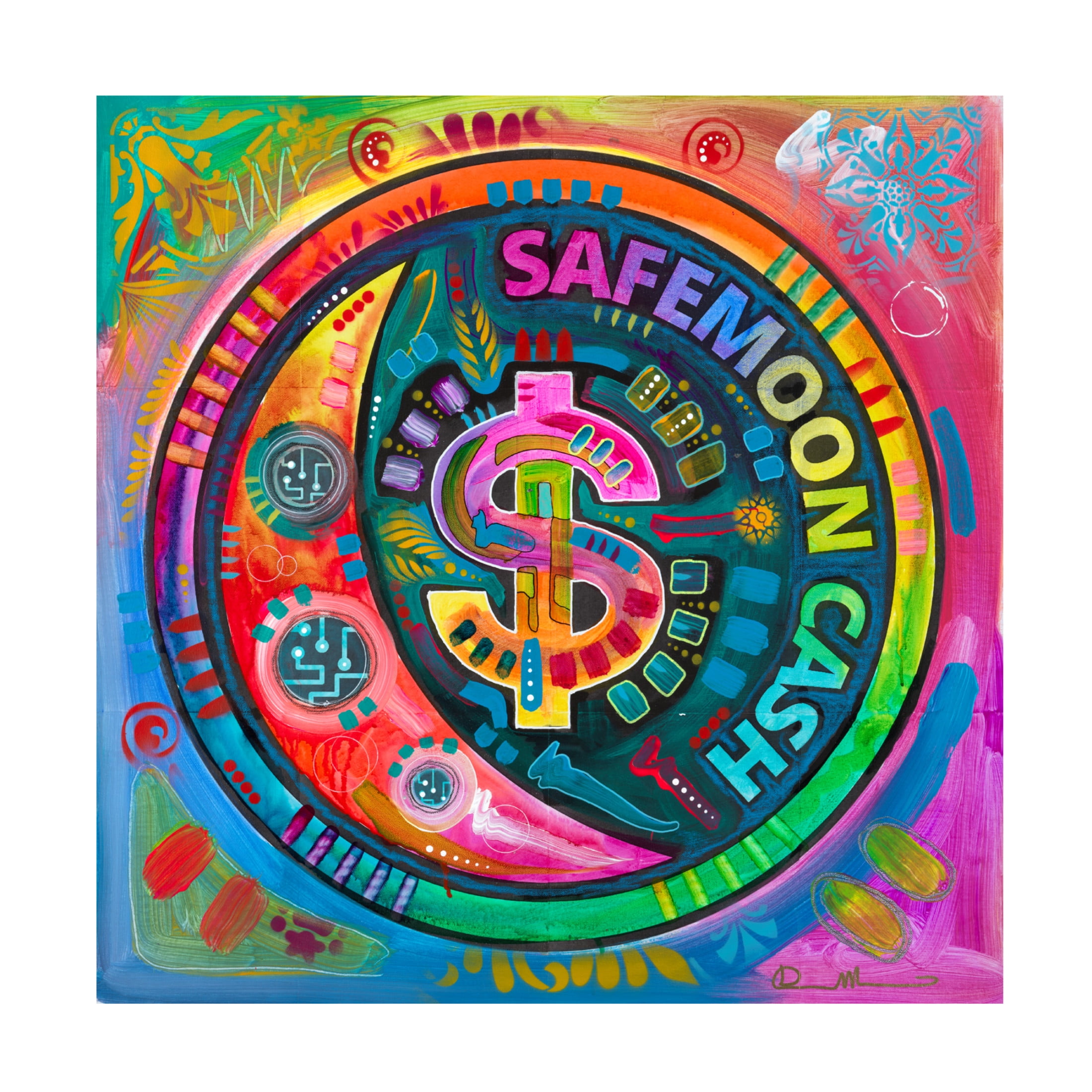 Canvas Wall Art - Dean Russo 'Safemoon Cash' Wall Art for Living Room, Bedroom, or Office Décor by Trademark Fine Art - 35 x 35 Inches