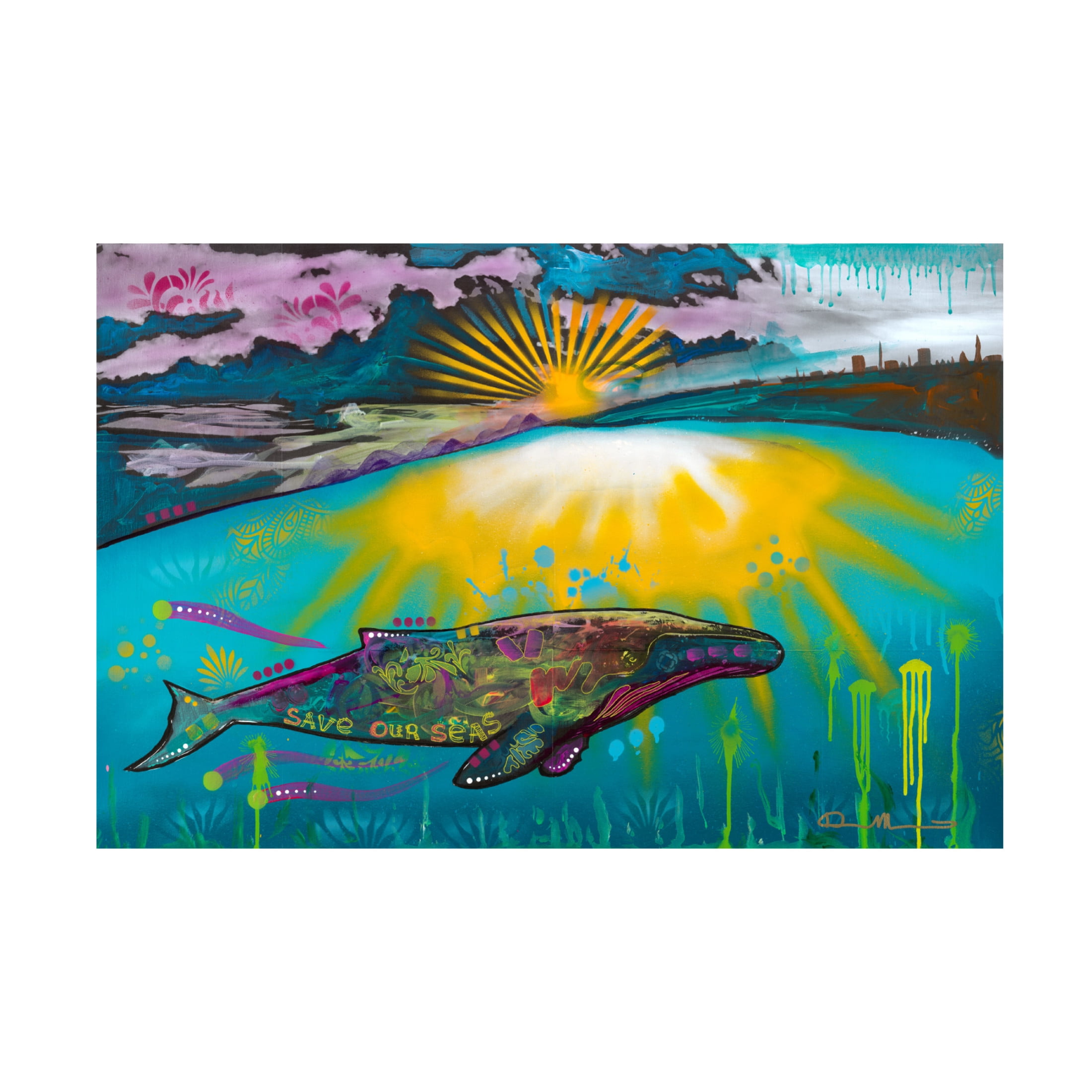 Canvas Wall Art - Dean Russo 'Save our Seas' Wall Art for Living Room, Bedroom, or Office Décor by Trademark Fine Art - 32 x 22 Inches