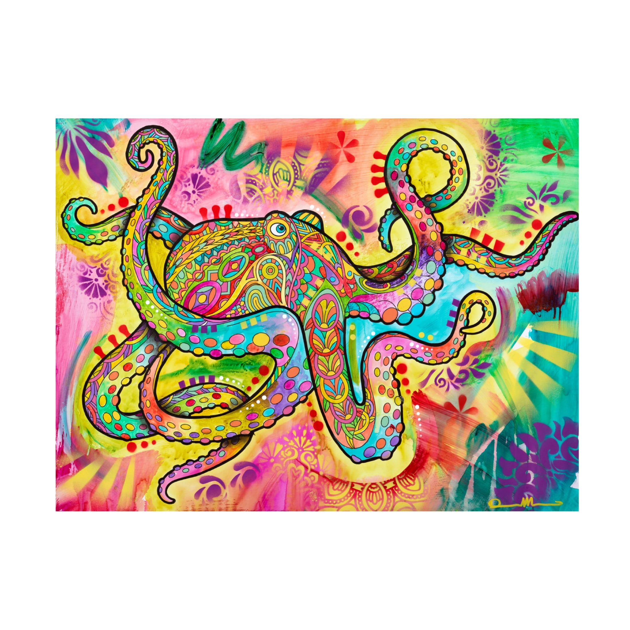 Canvas Wall Art - Dean Russo 'Spiritual Octopus' Wall Art for Living Room, Bedroom, or Office Décor by Trademark Fine Art - 47 x 35 Inches