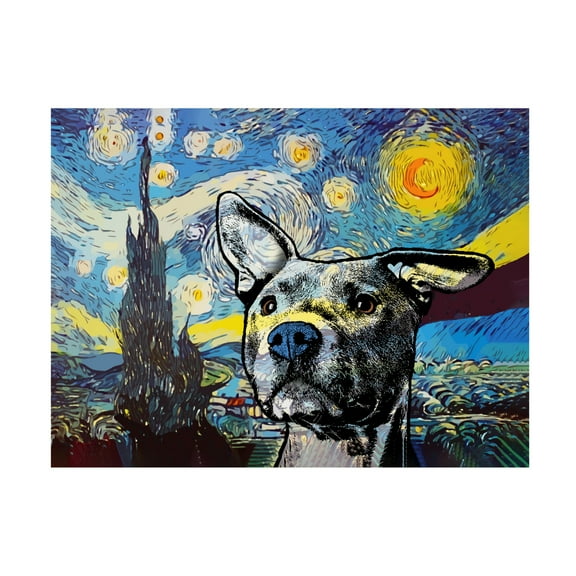 Canvas Wall Art - Dean Russo 'Starry Pittie' Wall Art for Living Room, Bedroom, or Office Décor by Trademark Fine Art - 19 x 14 Inches
