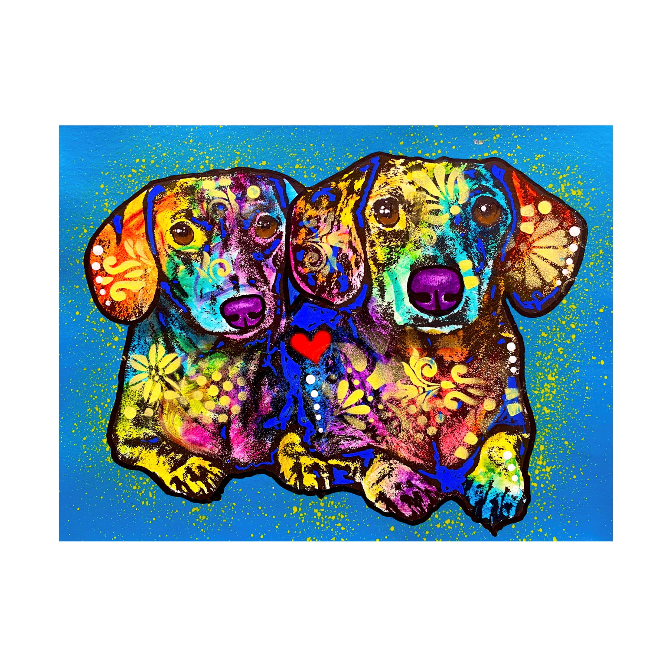 Canvas Wall Art - Dean Russo 'Two Doxies' Wall Art for Living Room, Bedroom, or Office Décor by Trademark Fine Art - 32 x 24 Inches