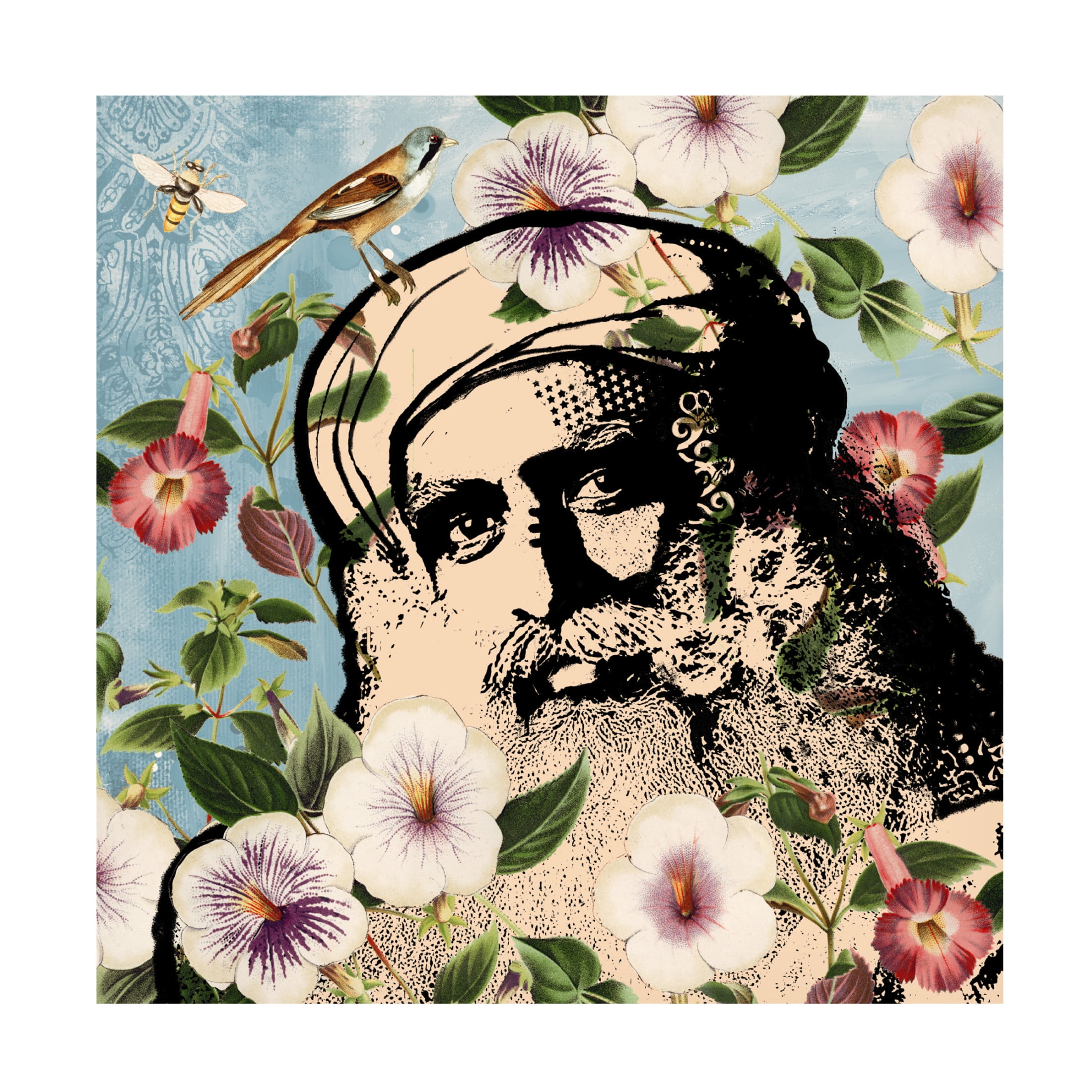 Canvas Wall Art - Dean Russo 'Wallpaper Sadhguru' Wall Art for Living Room, Bedroom, or Office Décor by Trademark Fine Art - 14 x 14 Inches