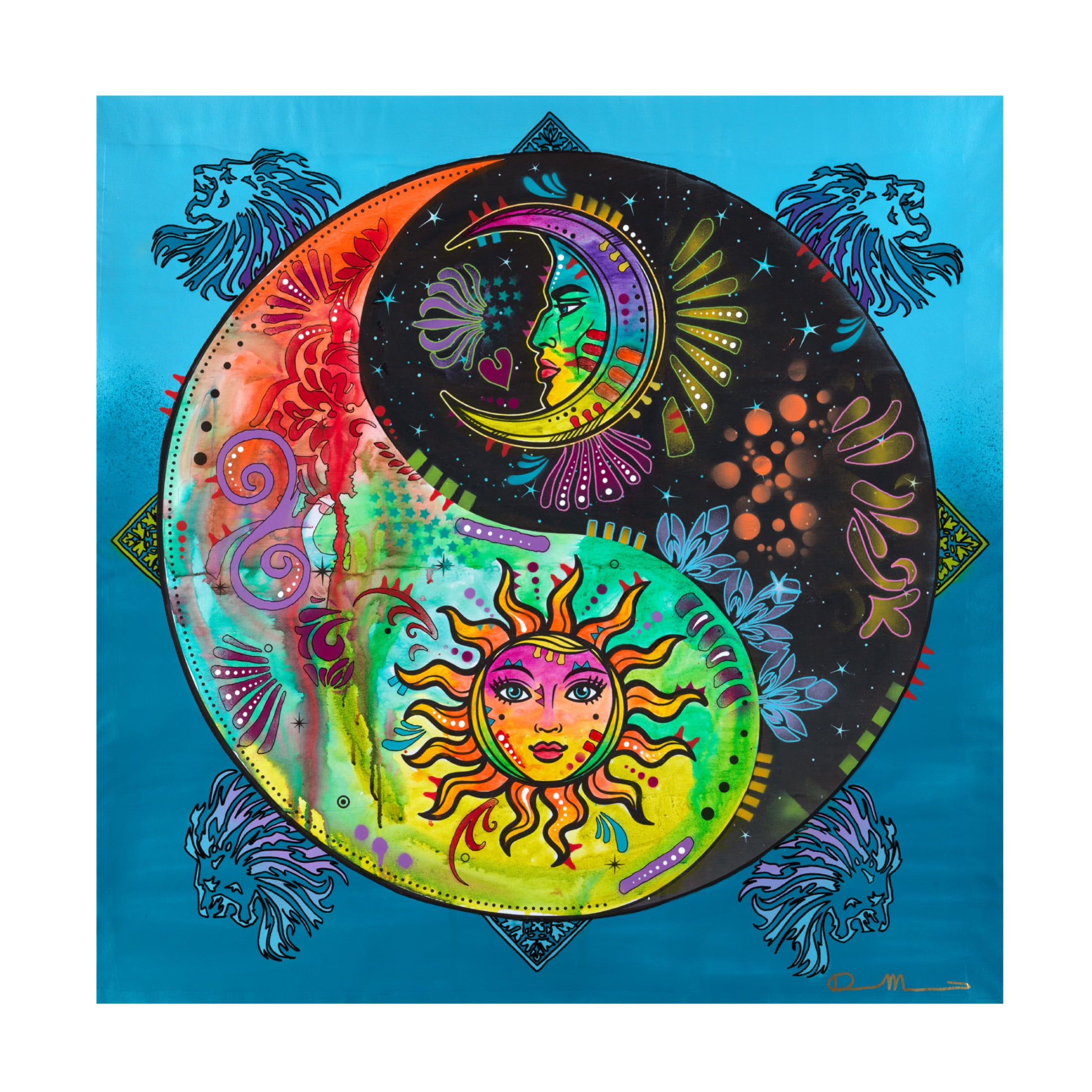 Canvas Wall Art - Dean Russo 'Yin Yang Sun and Moon' Wall Art for Living Room, Bedroom, or Office Décor by Trademark Fine Art - 35 x 35 Inches