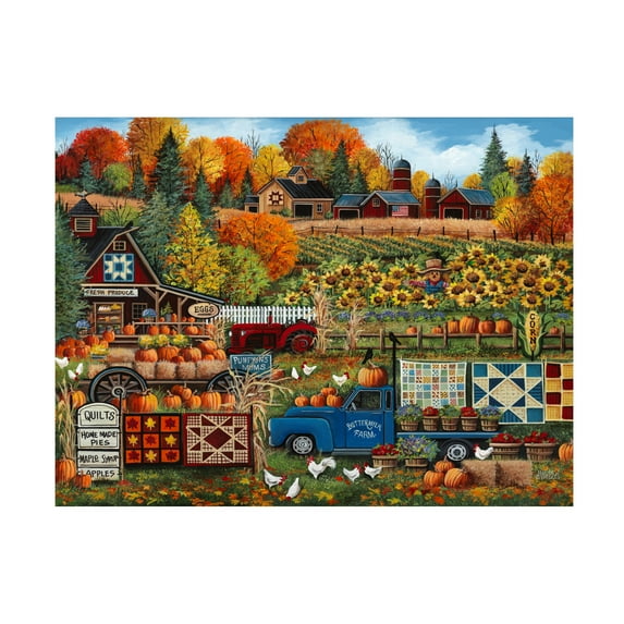 Canvas Wall Art - Debbi Wetzel 'Buttermilk Farm Fall' Wall Art for Living Room, Bedroom, or Office Décor by Trademark Fine Art - 19 x 14 Inches