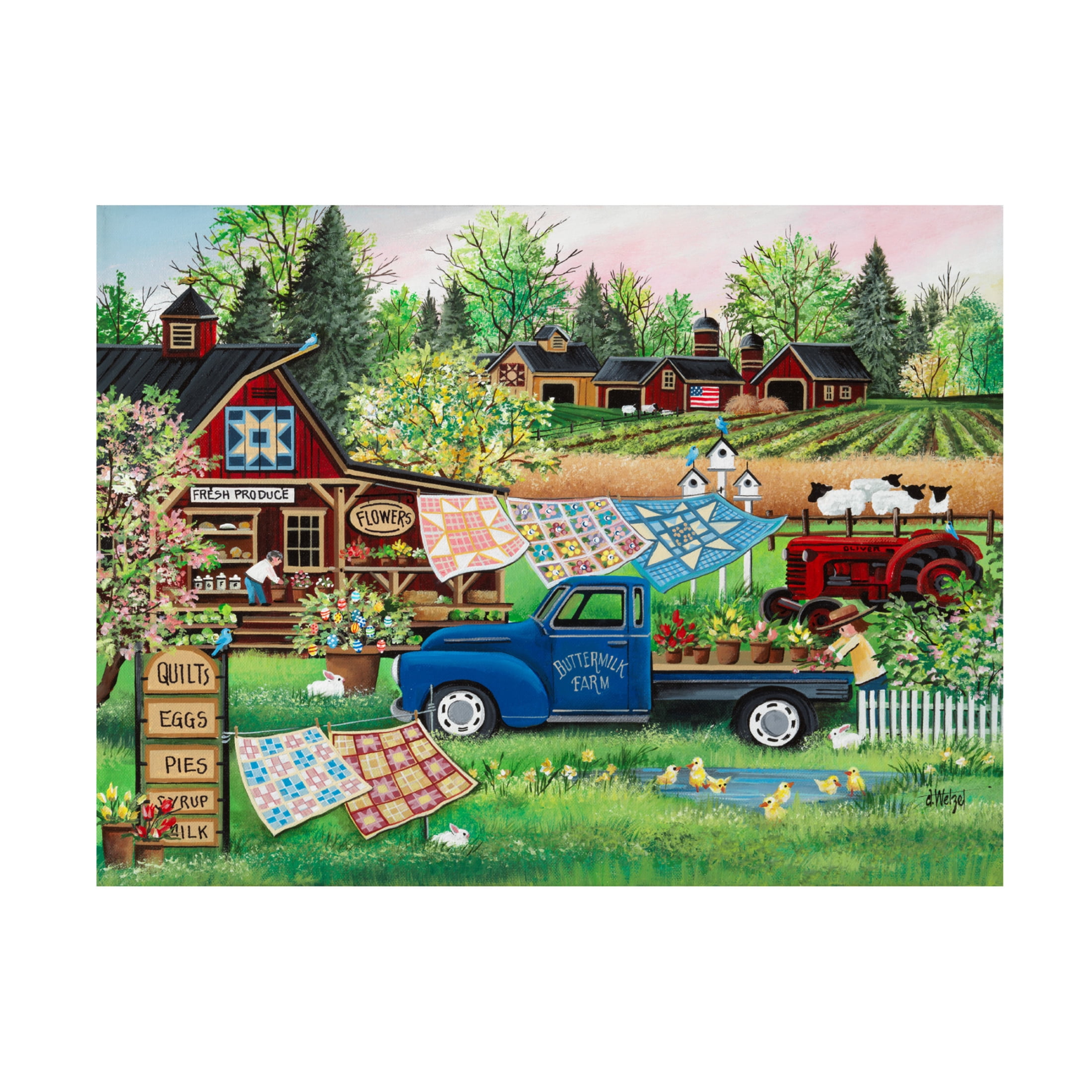 Canvas Wall Art - Debbi Wetzel 'Buttermilk Farm Spring' Wall Art for Living Room, Bedroom, or Office Décor by Trademark Fine Art - 24 x 18 Inches