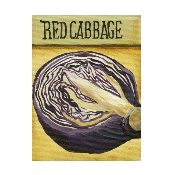 Canvas Wall Art - Debbi Wetzel 'Seed Packets 21 - Red Cabbage' Wall Art for Living Room, Bedroom, or Office Décor by Trademark Fine Art - 18 x 24 Inches