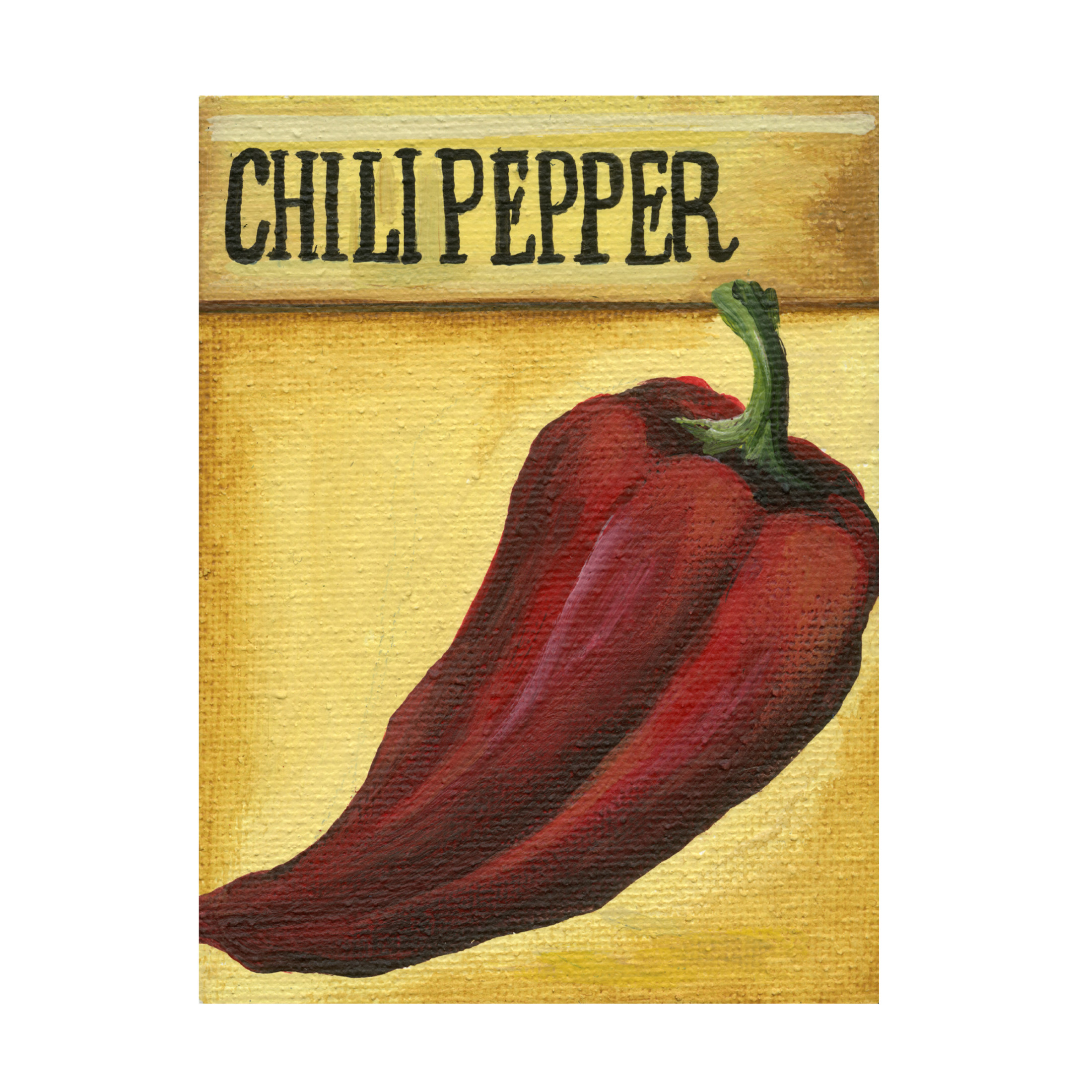 Canvas Wall Art - Debbi Wetzel 'Seed Packets 25 - Chili Pepper' Wall Art for Living Room, Bedroom, or Office Décor by Trademark Fine Art - 14 x 19 Inches