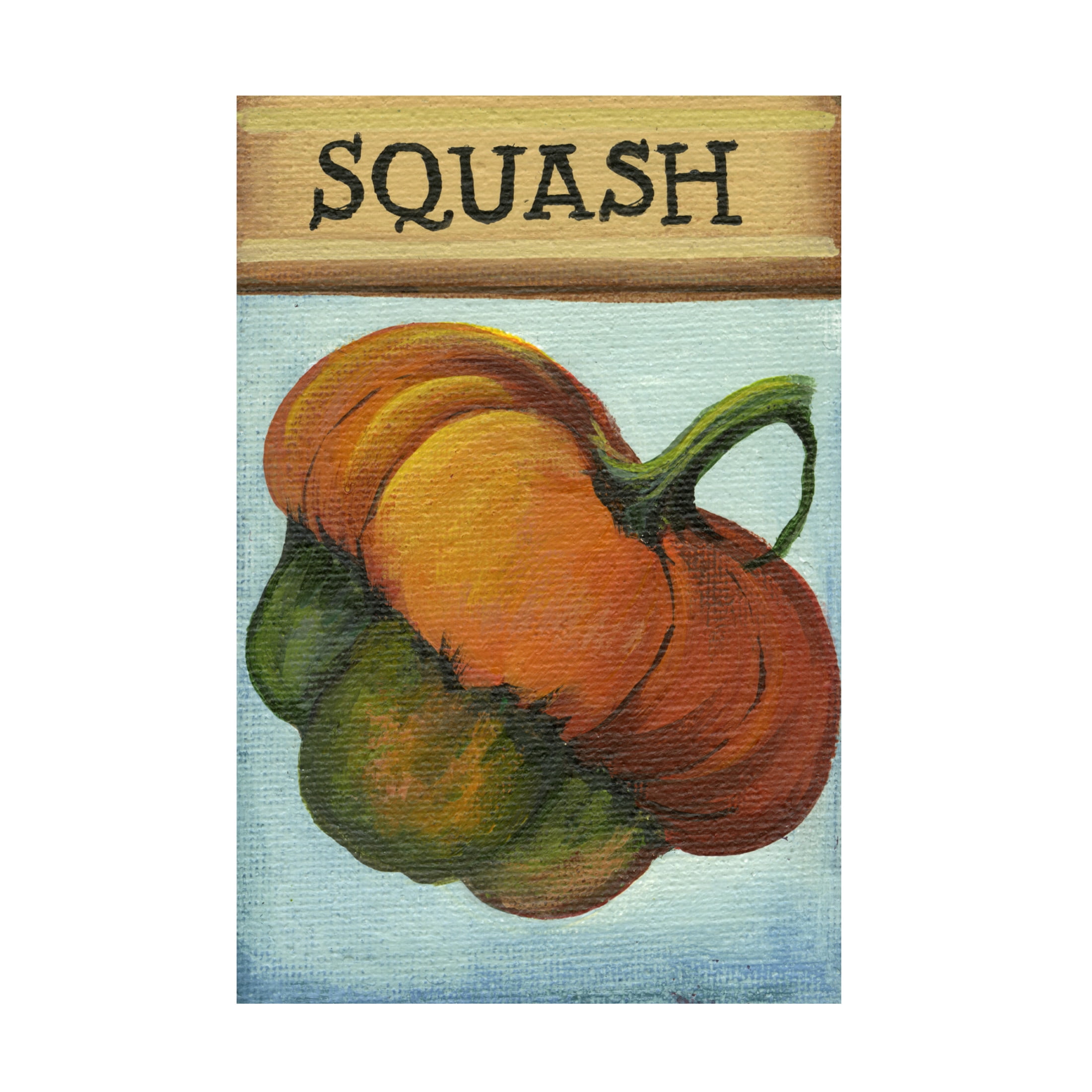 Canvas Wall Art - Debbi Wetzel 'Seed Packets 28 - Squash' Wall Art for Living Room, Bedroom, or Office Décor by Trademark Fine Art - 30 x 47 Inches