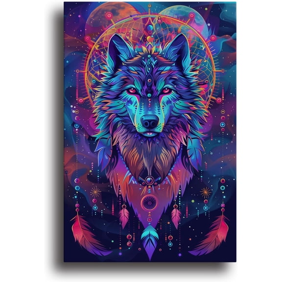 Canvas Wall Art Decor,Wolf painted Classical for Wall Decorations, Wall Art for Bedroom Living Room Bathroom Decor Wall Art Decor - 8x12 inch Unframed