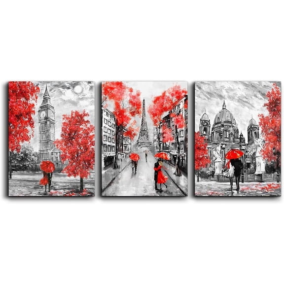 Canvas Wall Art Decor for bedroom Black and white scenery romanti couples pictures Artwork Ready to Hang for living room Home Decoration painting 12" x 16" 3 Piece Paris Eiffel Tower wall decor