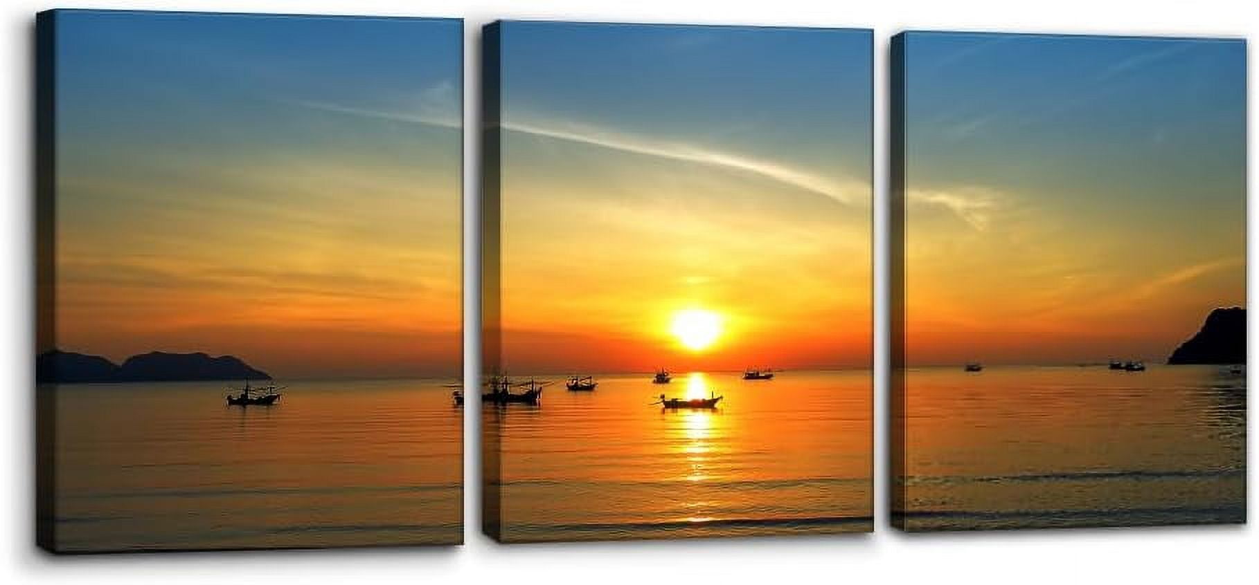Photo inspiration: Picture Idea: Canvas Wall Art Decorations Sunrise Over The Ocean Landscape Painting