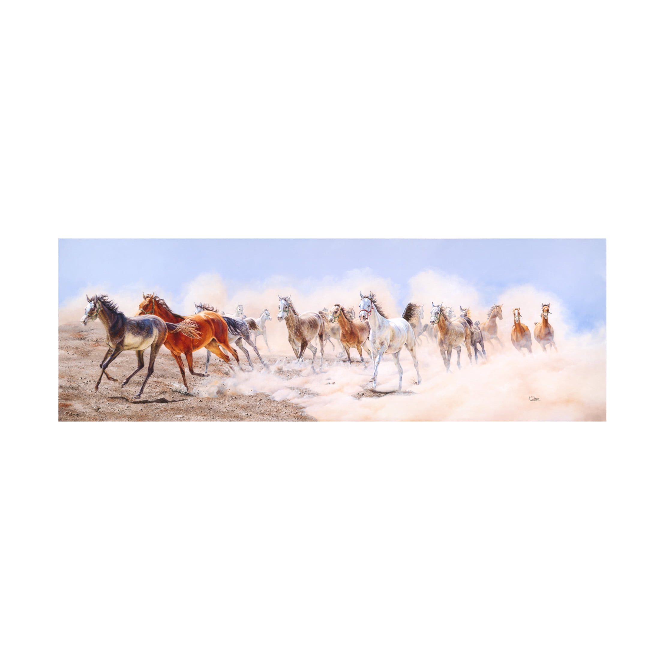 Canvas Wall Art - Delene Lambert 'All the Pretty Horses' Wall Art for Living Room, Bedroom, or Office Décor by Trademark Fine Art - 32 x 10 Inches