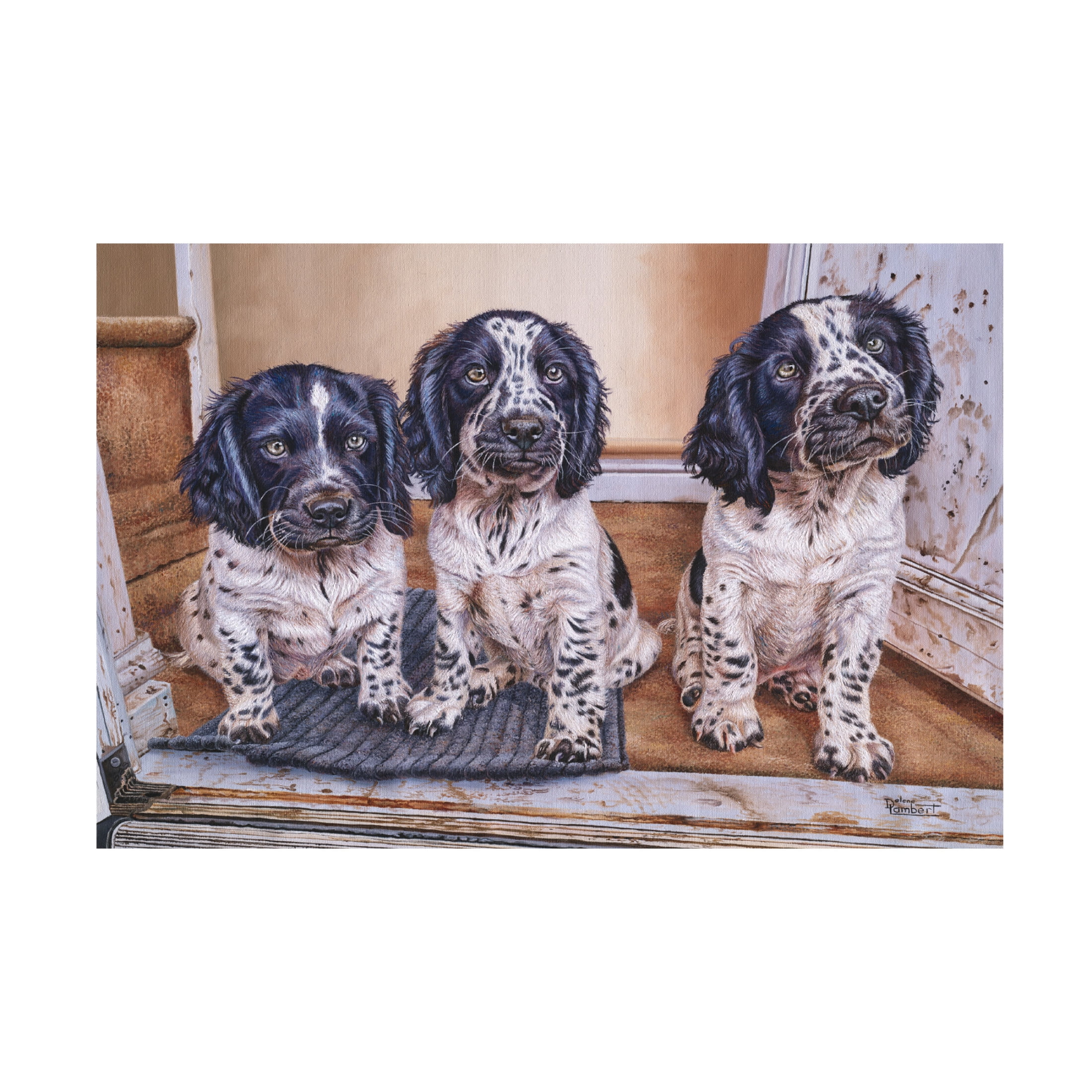 Canvas Wall Art - Delene Lambert 'Delene Puppies' Wall Art for Living Room, Bedroom, or Office Décor by Trademark Fine Art - 32 x 22 Inches