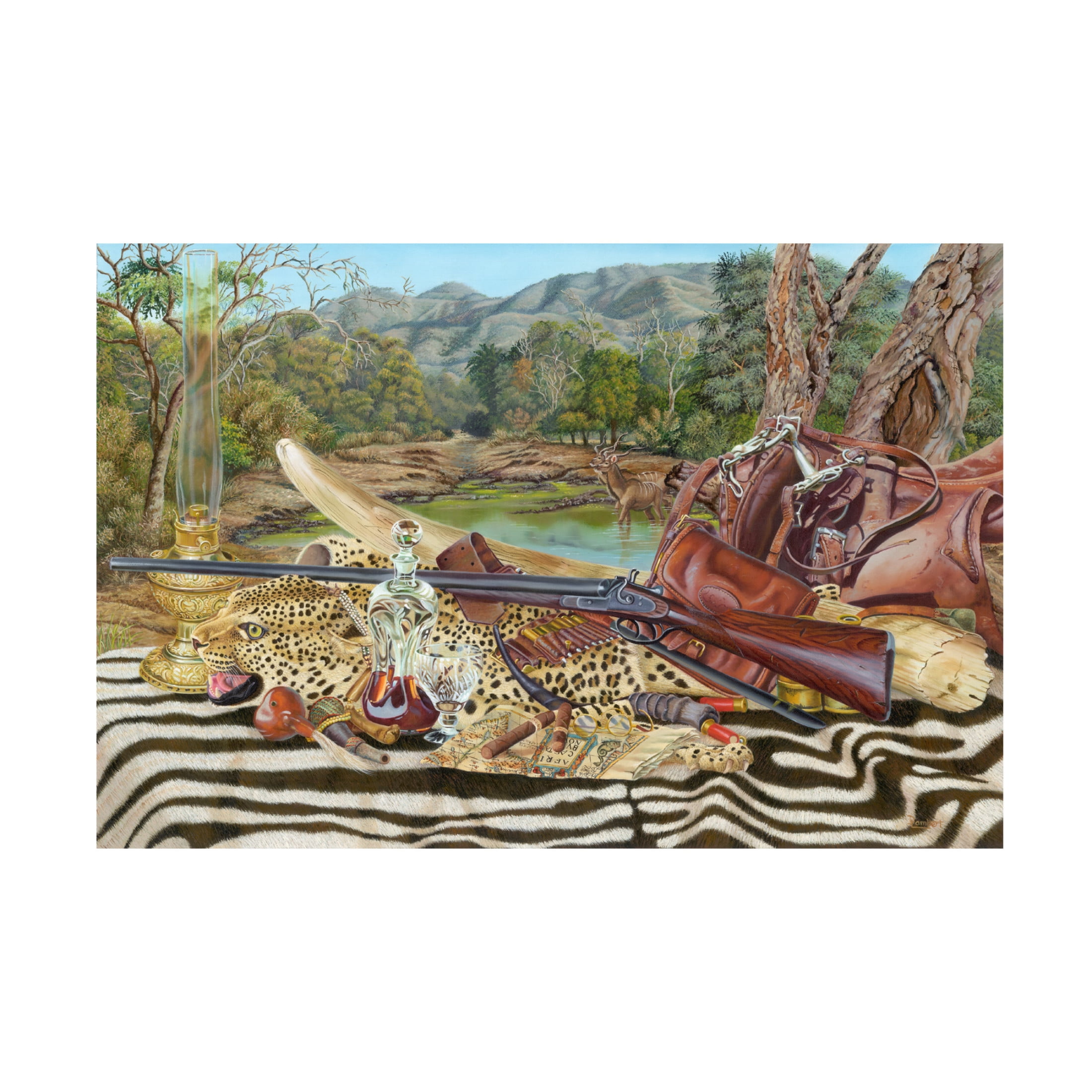 Canvas Wall Art - Delene Lambert 'Hunting Still Life 2' Wall Art for Living Room, Bedroom, or Office Décor by Trademark Fine Art - 32 x 22 Inches