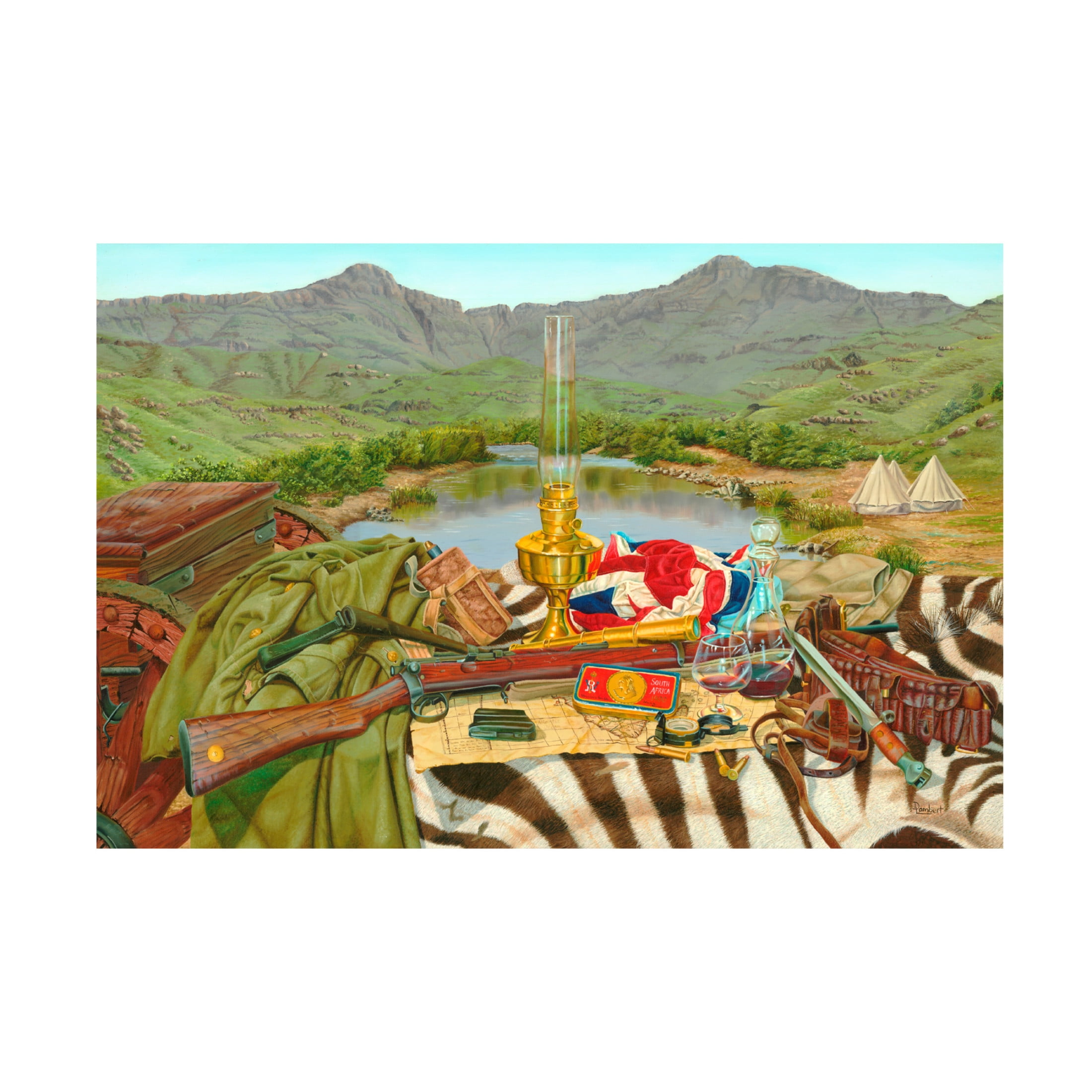 Canvas Wall Art - Delene Lambert 'Hunting Still Life 4' Wall Art for Living Room, Bedroom, or Office Décor by Trademark Fine Art - 47 x 30 Inches