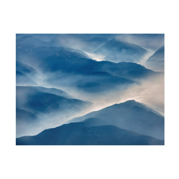 Canvas Wall Art - Dennis Frates 'Cascade Mountains From The Air 2' Wall Art for Living Room, Bedroom, or Office Décor by Trademark Fine Art - 19 x 14 Inches