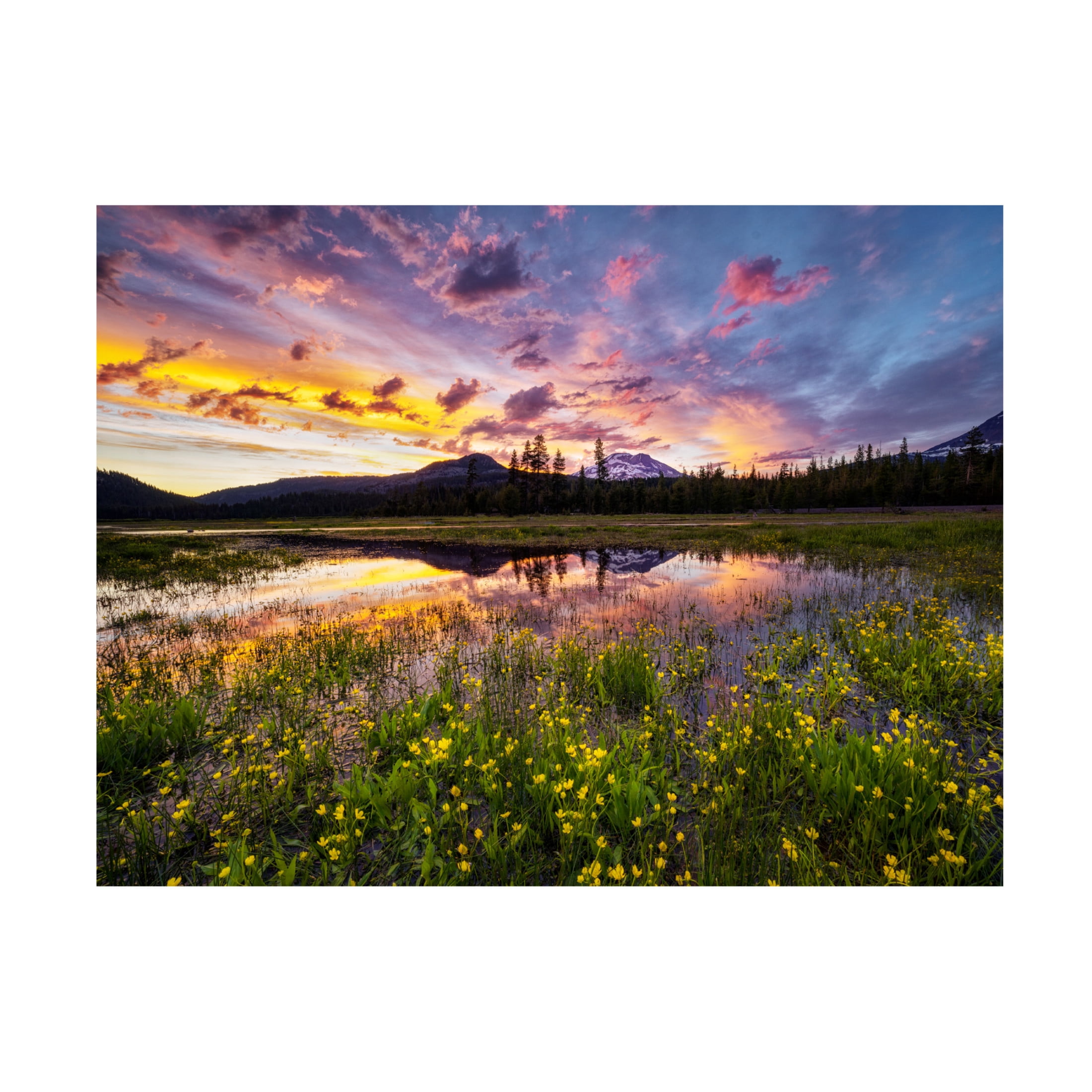 Canvas Wall Art - Dennis Frates 'South Sister Mountain And Sarks Lake' Wall Art for Living Room, Bedroom, or Office Décor by Trademark Fine Art - 24 x 18 Inches