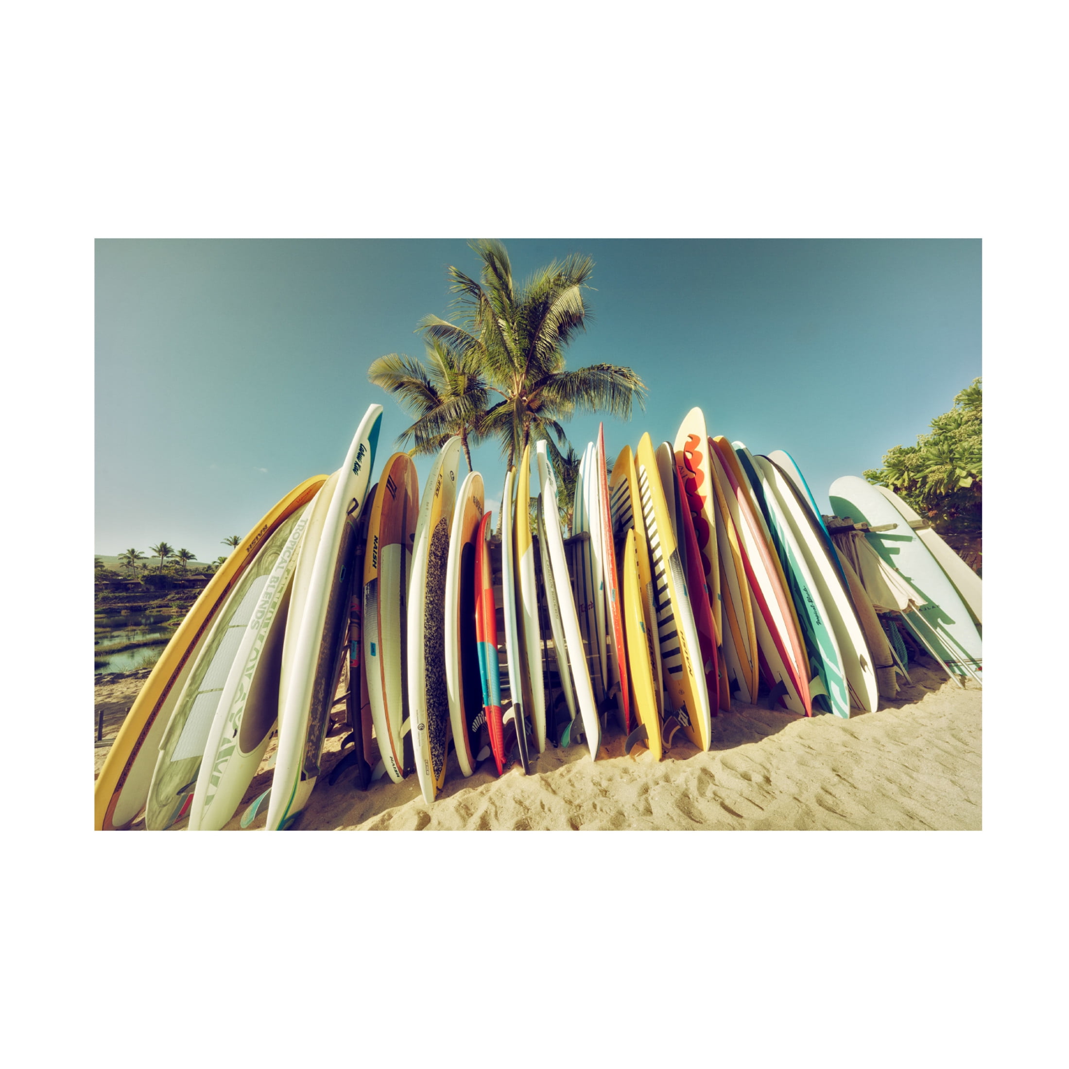 Canvas Wall Art - Dennis Frates 'Stack Of Surfboards' Wall Art for Living Room, Bedroom, or Office Décor by Trademark Fine Art - 19 x 12 Inches