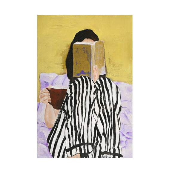 Canvas Wall Art - Design Fabrikken 'Reading' Wall Art for Living Room, Bedroom, or Office Décor by Trademark Fine Art - 12 x 19 Inches