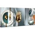 thumbnail image 1 of Canvas Wall Art for Dining Room Kitchen Wall Decor Teal Gold Wine Glass Pictures Abstract Wine Cups Paintings Geometric Kitchenware Posters Modern Home Decorations Family Bar Pub Artwork 12x16" 3 Pcs, 1 of 6