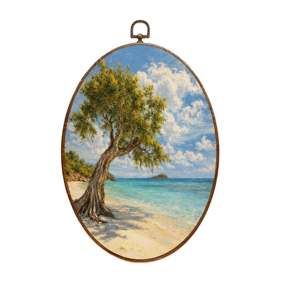 Canvas Wall Art Divi Tree Oval Framed Canvas Prints Vintage Wall Hanging Decor for Home Bathroom Decorations Gift for Mom Women 8.6"x11.4"