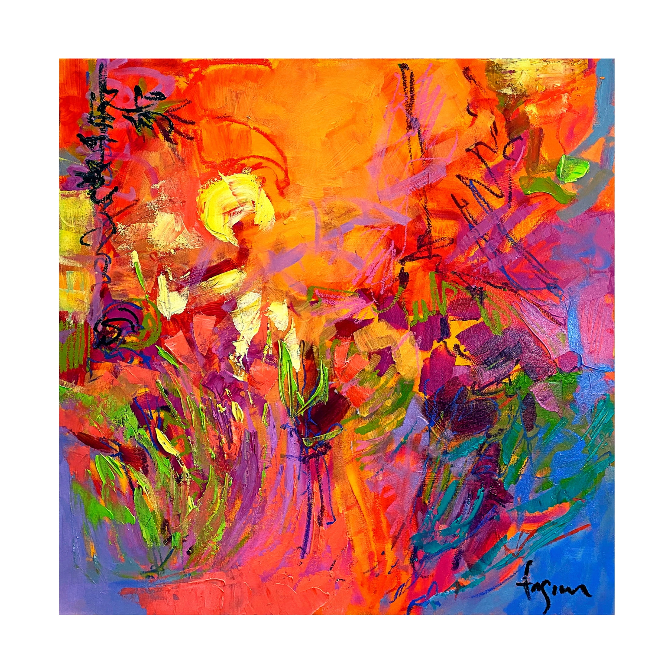Canvas Wall Art - Dorothy Fagan 'Emblaze Me' Wall Art for Living Room, Bedroom, or Office Décor by Trademark Fine Art - 35 x 35 Inches