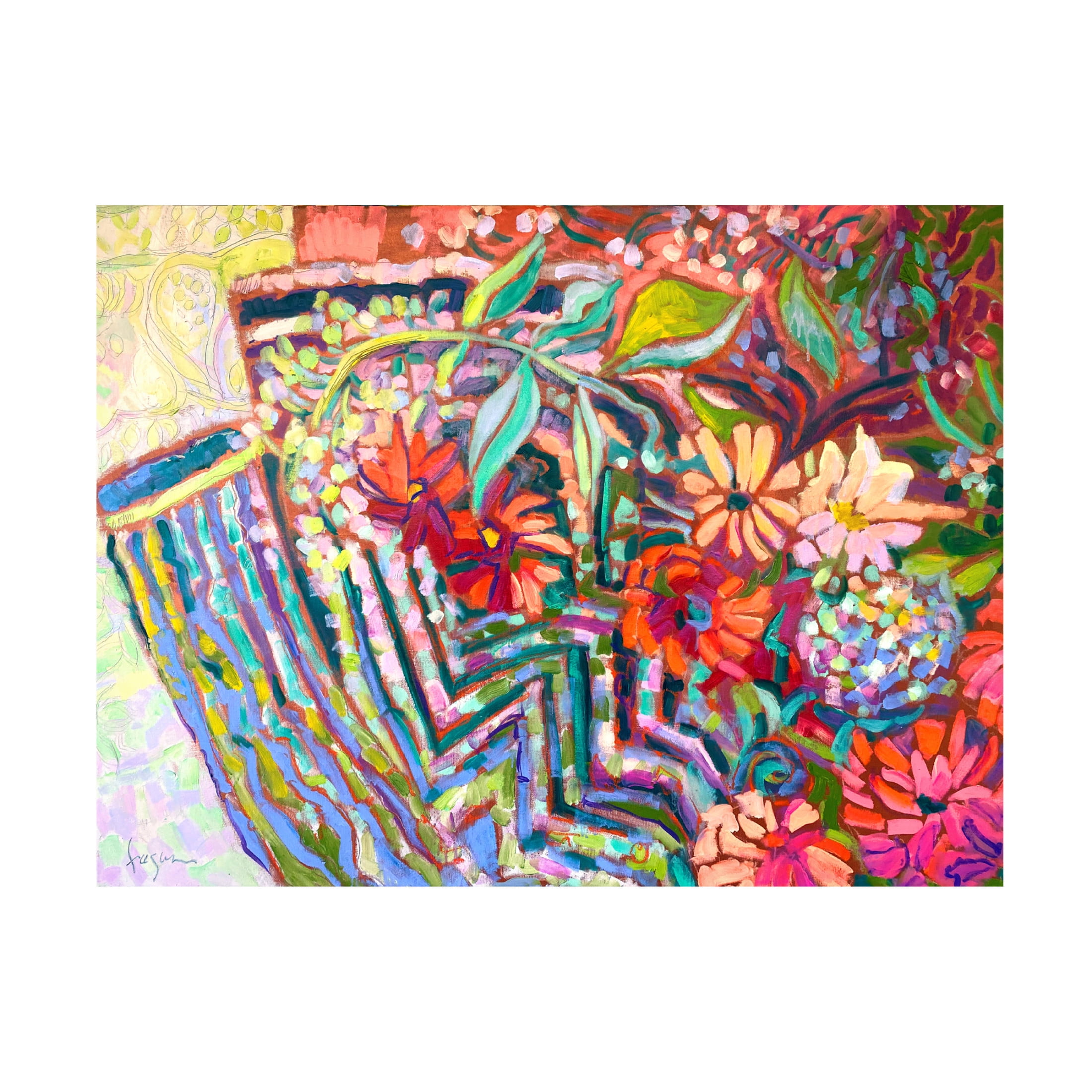 Canvas Wall Art - Dorothy Fagan 'Meanderinggardenpath' Wall Art for Living Room, Bedroom, or Office D?cor by Trademark Fine Art - 32 x 24 Inches