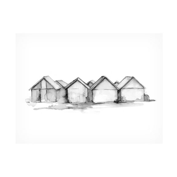 Canvas Wall Art - Emma Caroline 'Fishing Huts II' Wall Art for Living Room, Bedroom, or Office Décor by Trademark Fine Art - 19 x 14 Inches