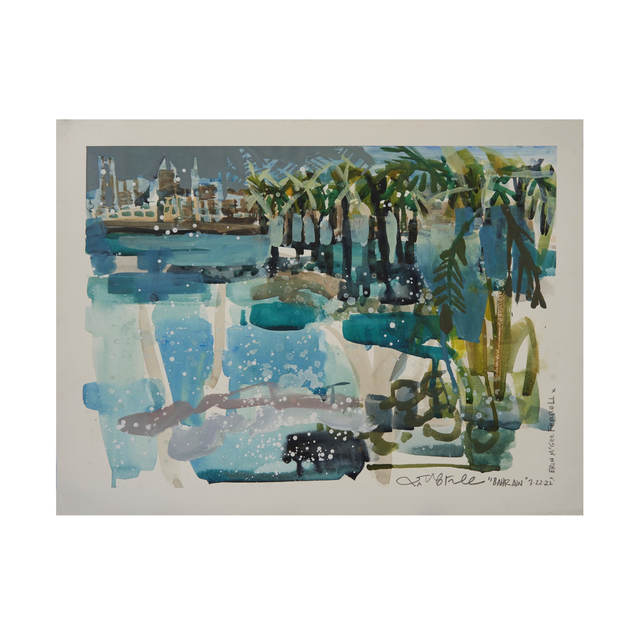 Canvas Wall Art - Erin McGee Ferrell 'Bahrain Bay II' Wall Art for Living Room, Bedroom, or Office Décor by Trademark Fine Art - 32 x 24 Inches