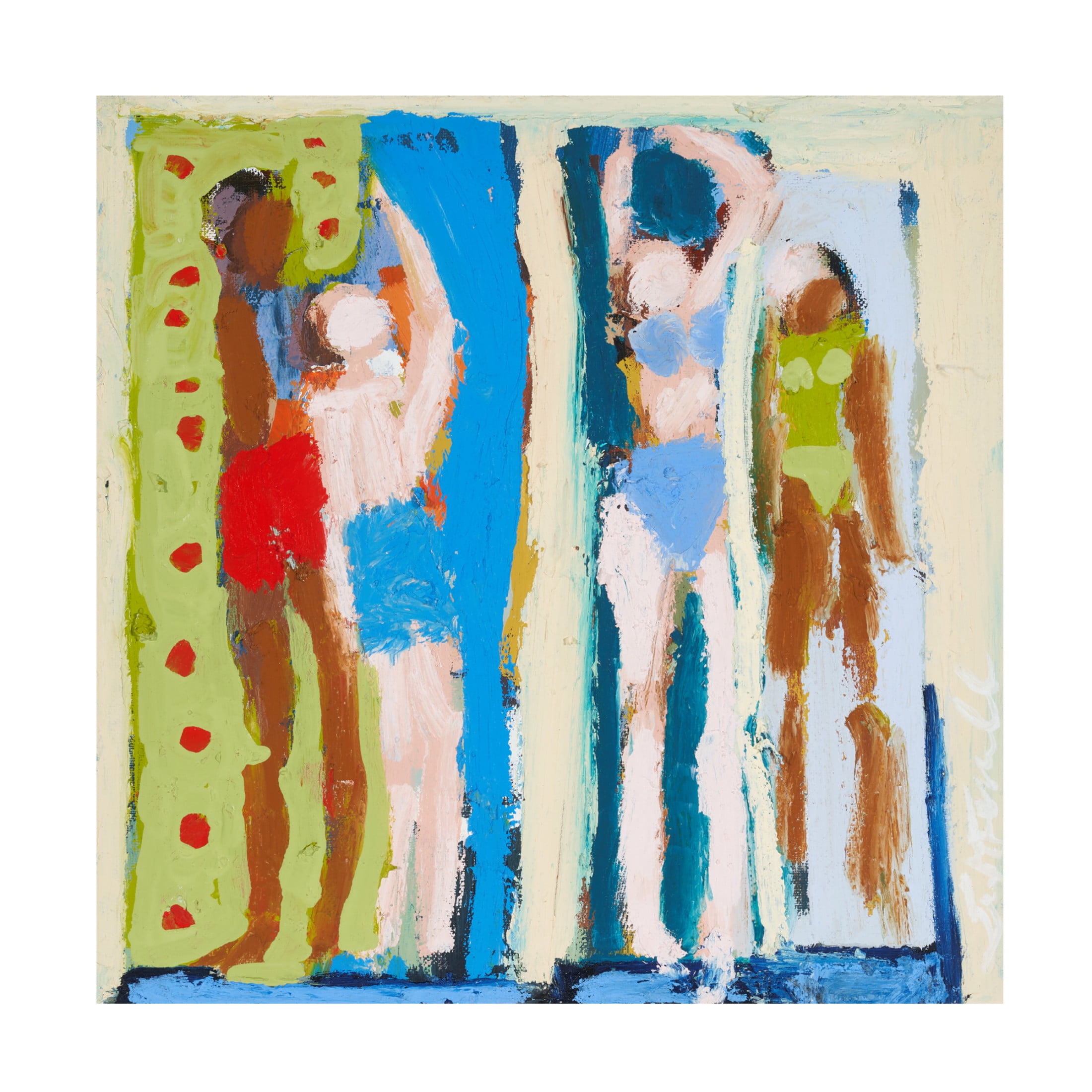 Canvas Wall Art - Erin McGee Ferrell 'Beach Sunbathers V' Wall Art for Living Room, Bedroom, or Office Décor by Trademark Fine Art - 35 x 35 Inches