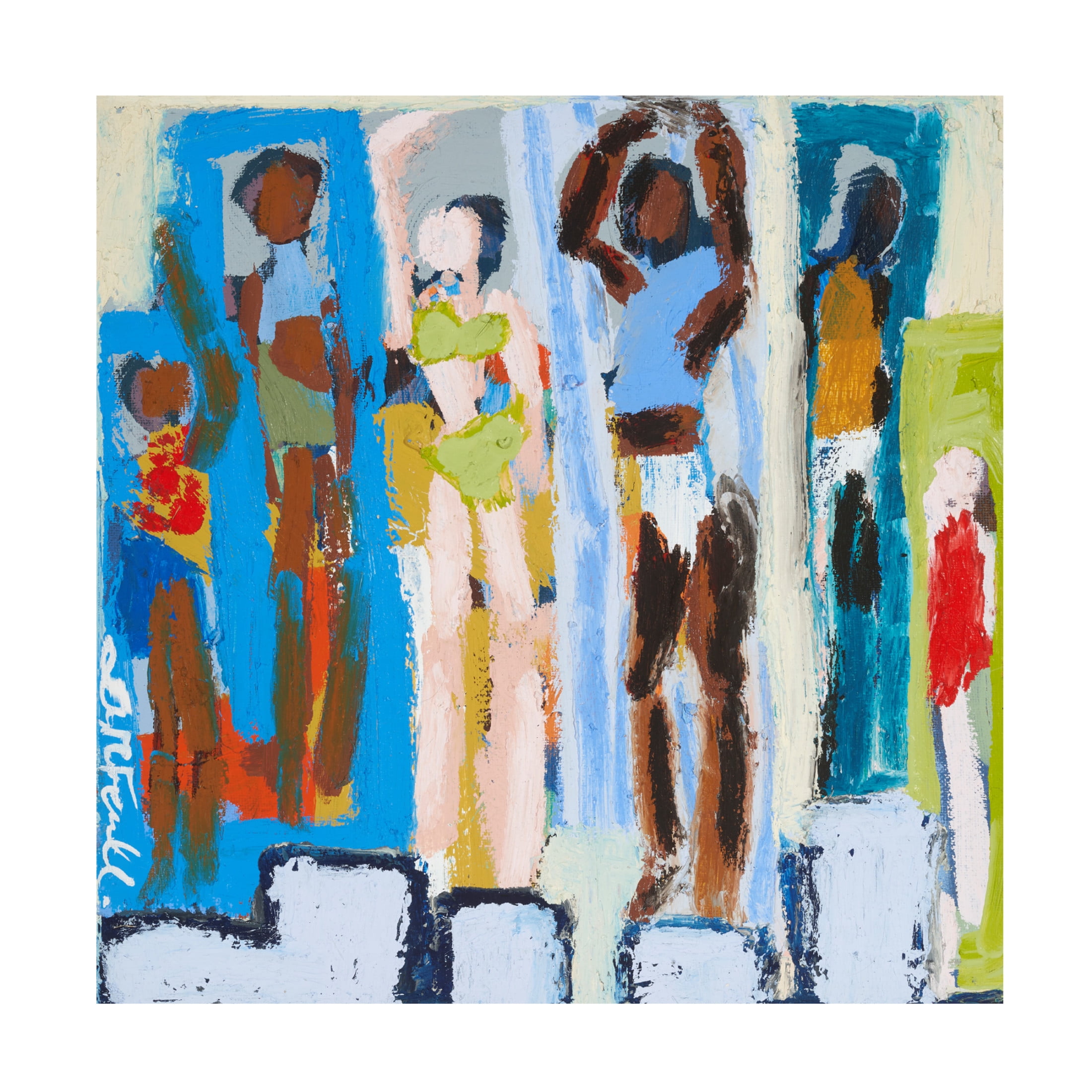 Canvas Wall Art - Erin McGee Ferrell 'Beach Sunbathers VI' Wall Art for Living Room, Bedroom, or Office Décor by Trademark Fine Art - 14 x 14 Inches