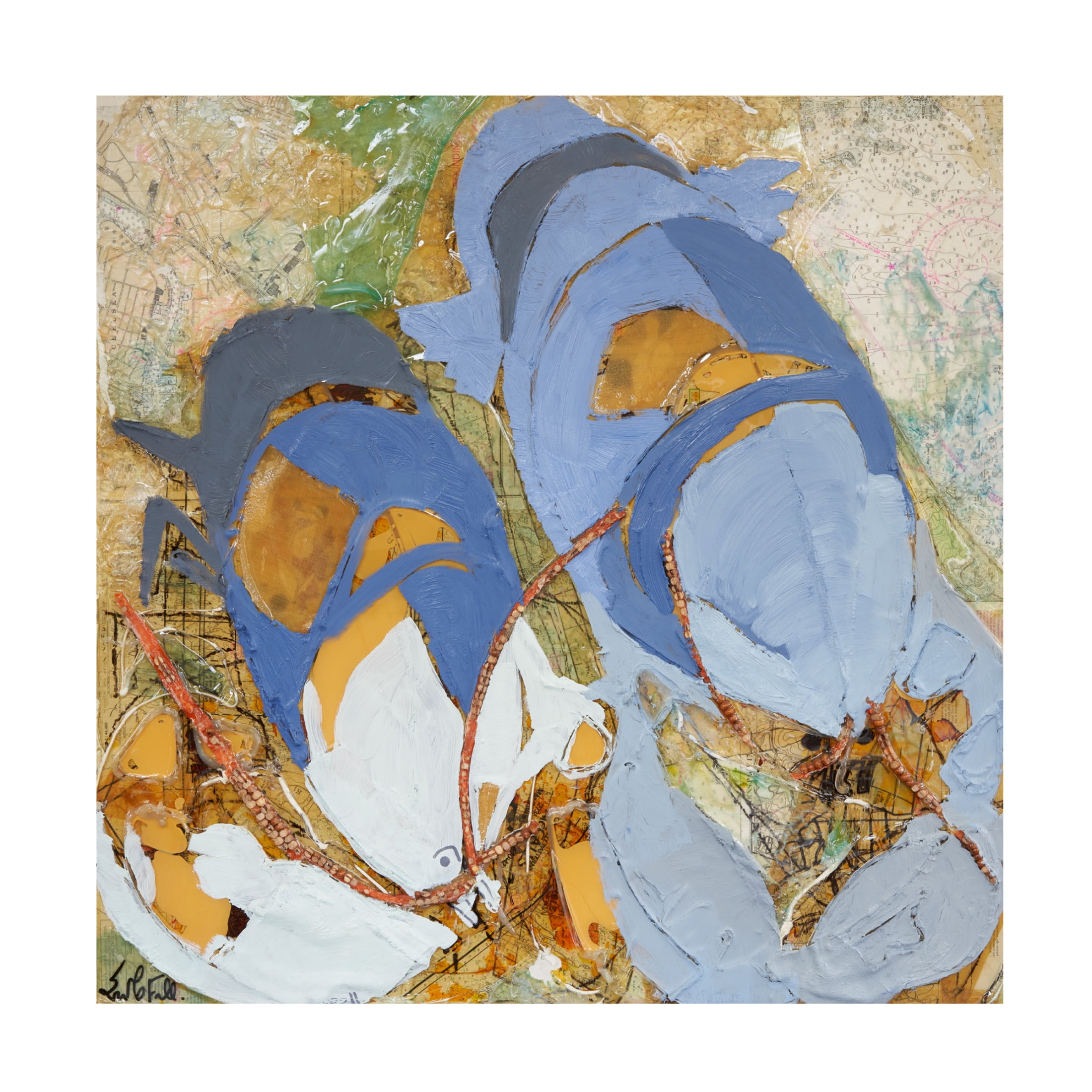 Canvas Wall Art - Erin McGee Ferrell 'Blue Lobsters' Wall Art for Living Room, Bedroom, or Office Décor by Trademark Fine Art - 14 x 14 Inches