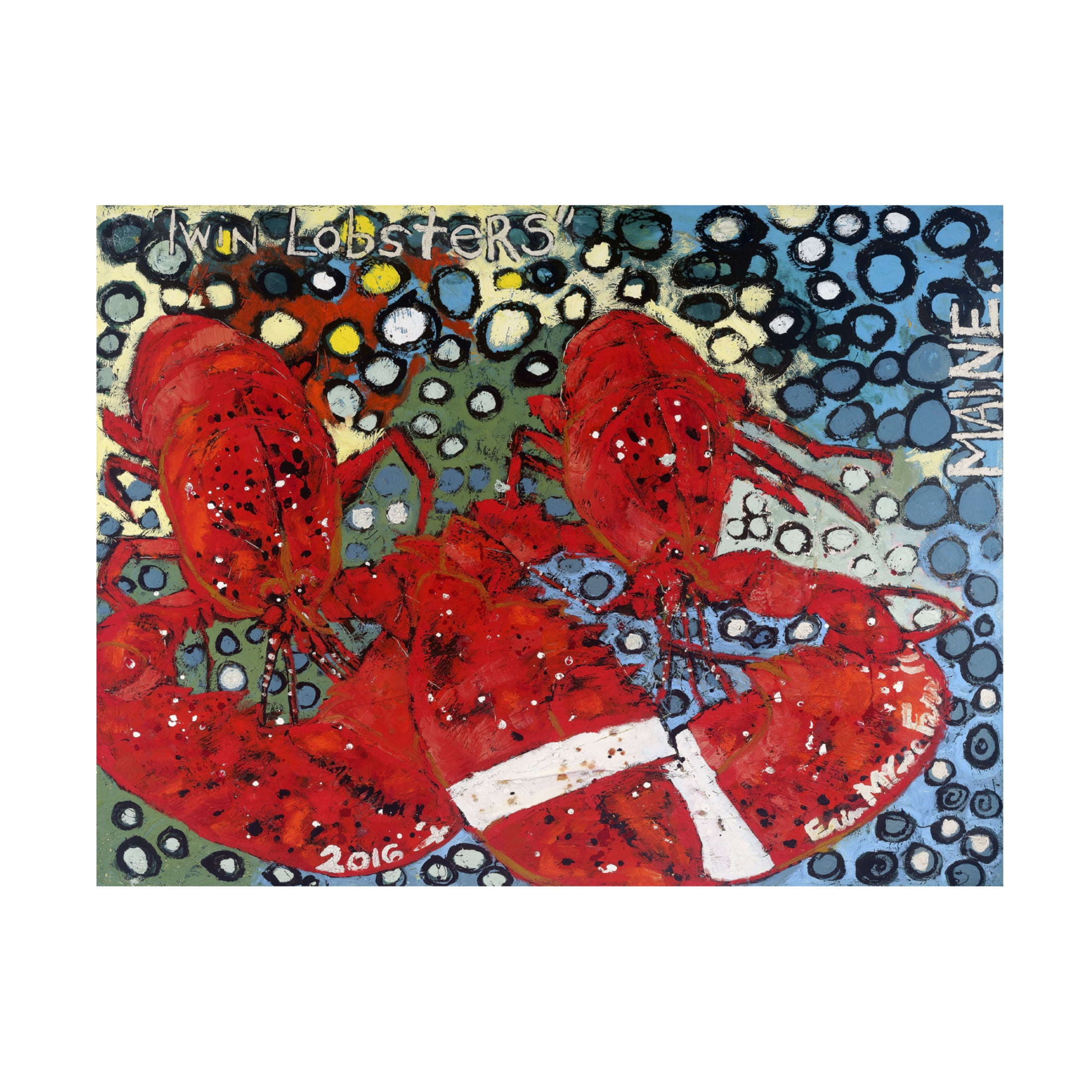 Canvas Wall Art - Erin McGee Ferrell 'Twin Lobsters I' Wall Art for Living Room, Bedroom, or Office Décor by Trademark Fine Art - 47 x 35 Inches