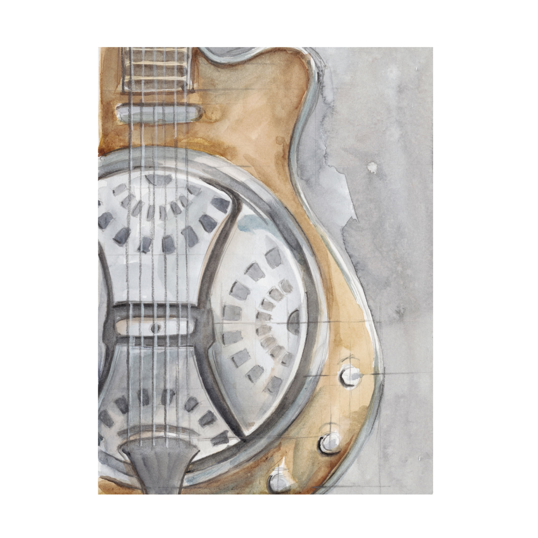 Canvas Wall Art - Ethan Harper 'Watercolor Instrument Study III' Wall Art for Living Room, Bedroom, or Office Décor by Trademark Fine Art - 24 x 32 Inches