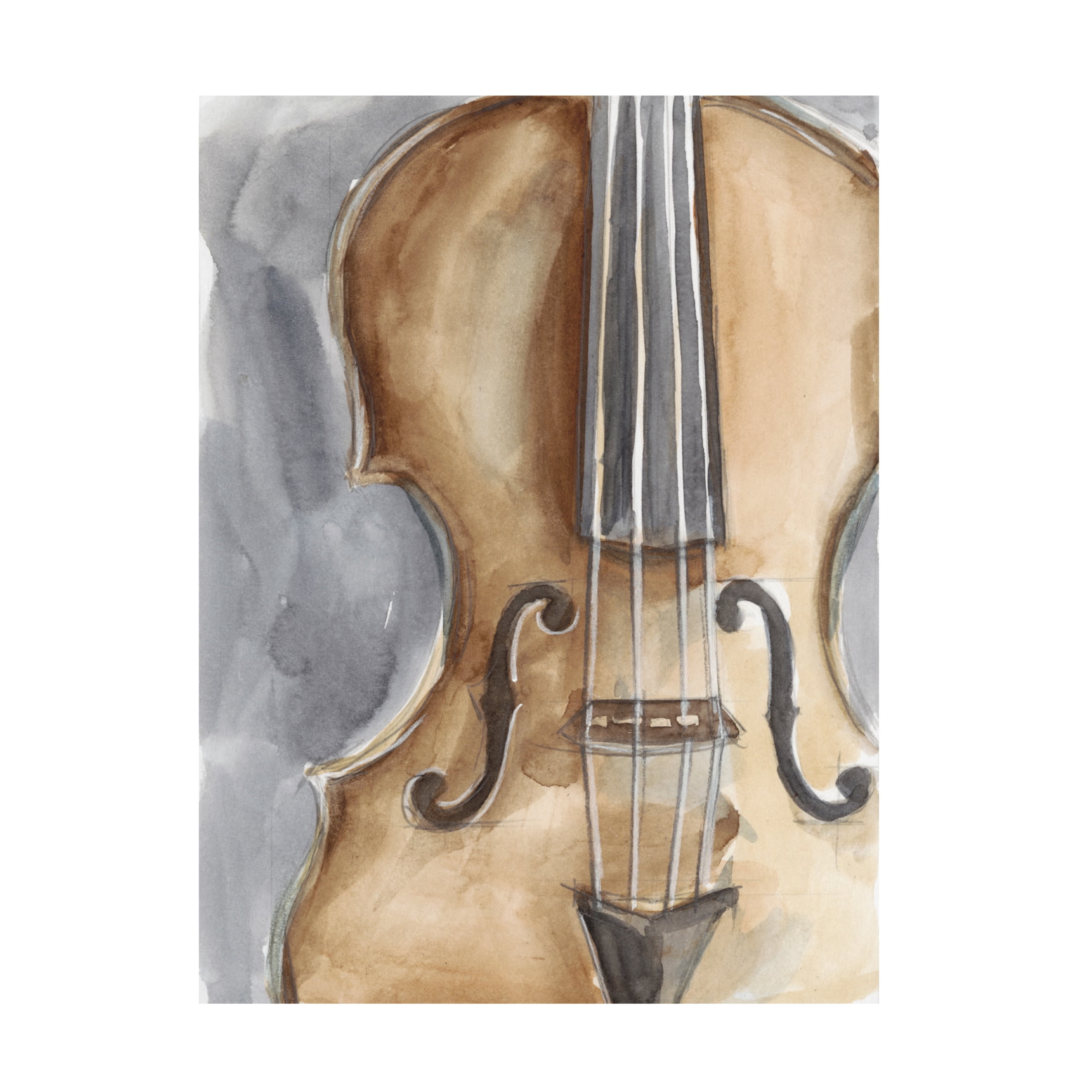 Canvas Wall Art - Ethan Harper 'Watercolor Instrument Study IV' Wall Art for Living Room, Bedroom, or Office Décor by Trademark Fine Art - 14 x 19 Inches