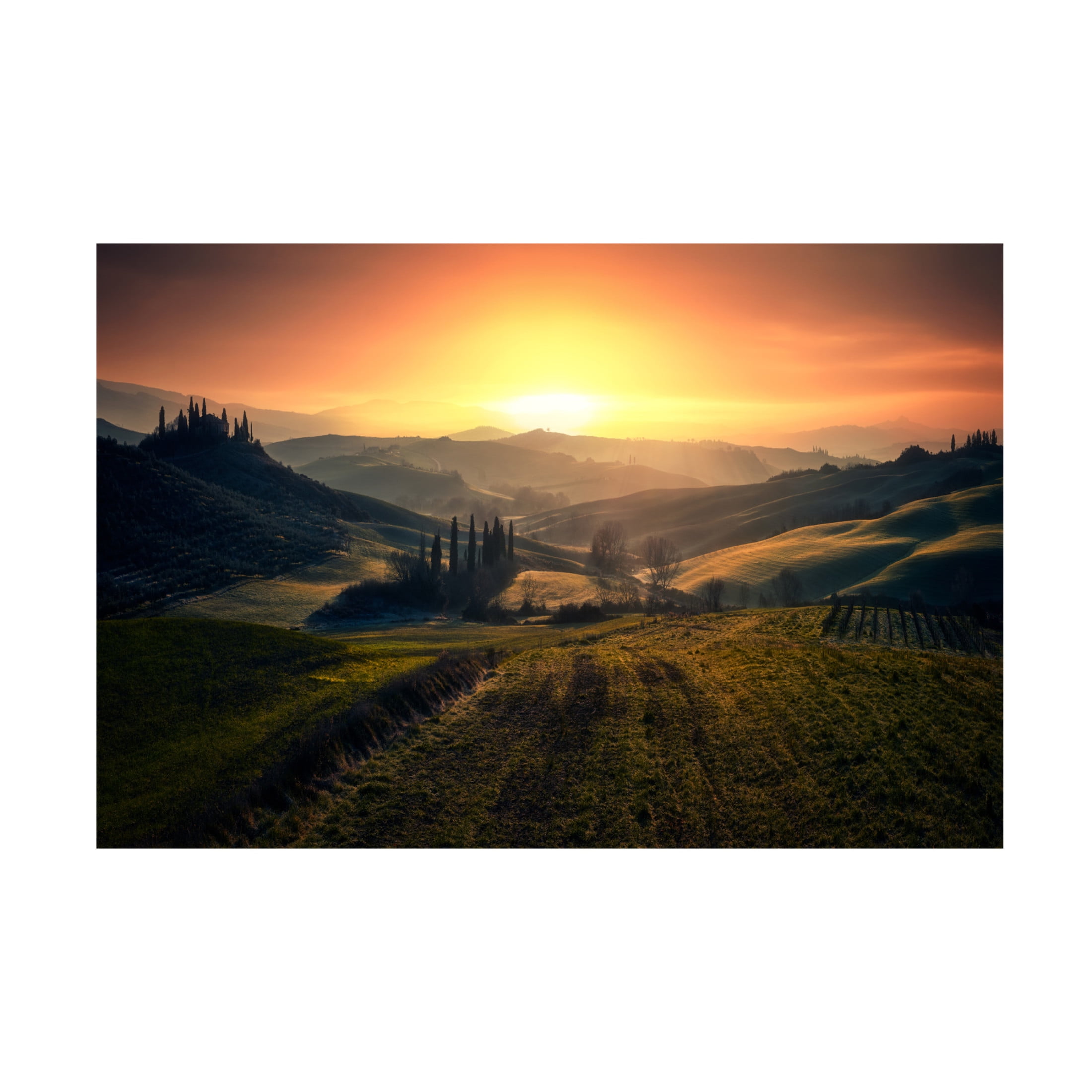 Canvas Wall Art - Fabrizio Massetti 'Val DOrcia In The Morning' Wall Art for Living Room, Bedroom, or Office Décor by Trademark Fine Art - 24 x 16 Inches
