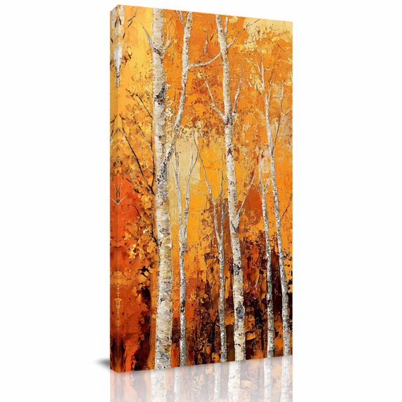 Canvas Wall Art, Fall Branch Tree Framed Canvas Prints for Hallway Bedroom, Autumn Yellow Forest Natural Vintage Oversized Gallery Wrapped Wall Decor for Home Office, Gifts, 24"x48" Ship Next Day