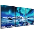 thumbnail image 1 of Canvas Wall Art - Farmhouse & Aurora Scenery - 3 Framed Blue Wall Pictures - Ready To Hang - For Living Room, Bedroom, Office, Bathroom Decor, 1 of 7