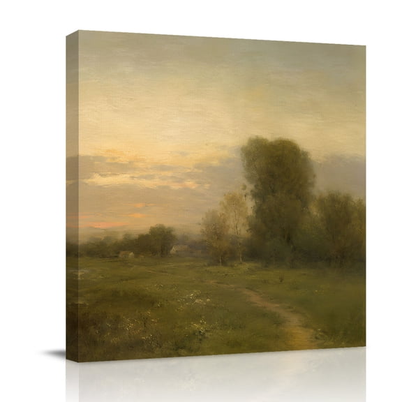 Canvas Wall Art, Farmhouse Scenery Framed Canvas Prints for Bathroom Desk, Vintage Country Rural Nature View Small Gallery Wrapped Wall Decor for Home Office, Gifts, 8"x8" Ship Next Day
