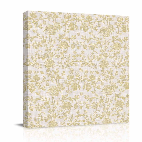 Canvas Wall Art, Farmhouse Yellow Framed Canvas Prints for Bathroom Kitchen, Vintage Flower Leaf Botanical Plant Gallery Wrapped Wall Decor for Home Office, Gifts, 10"x10" Ship Next Day