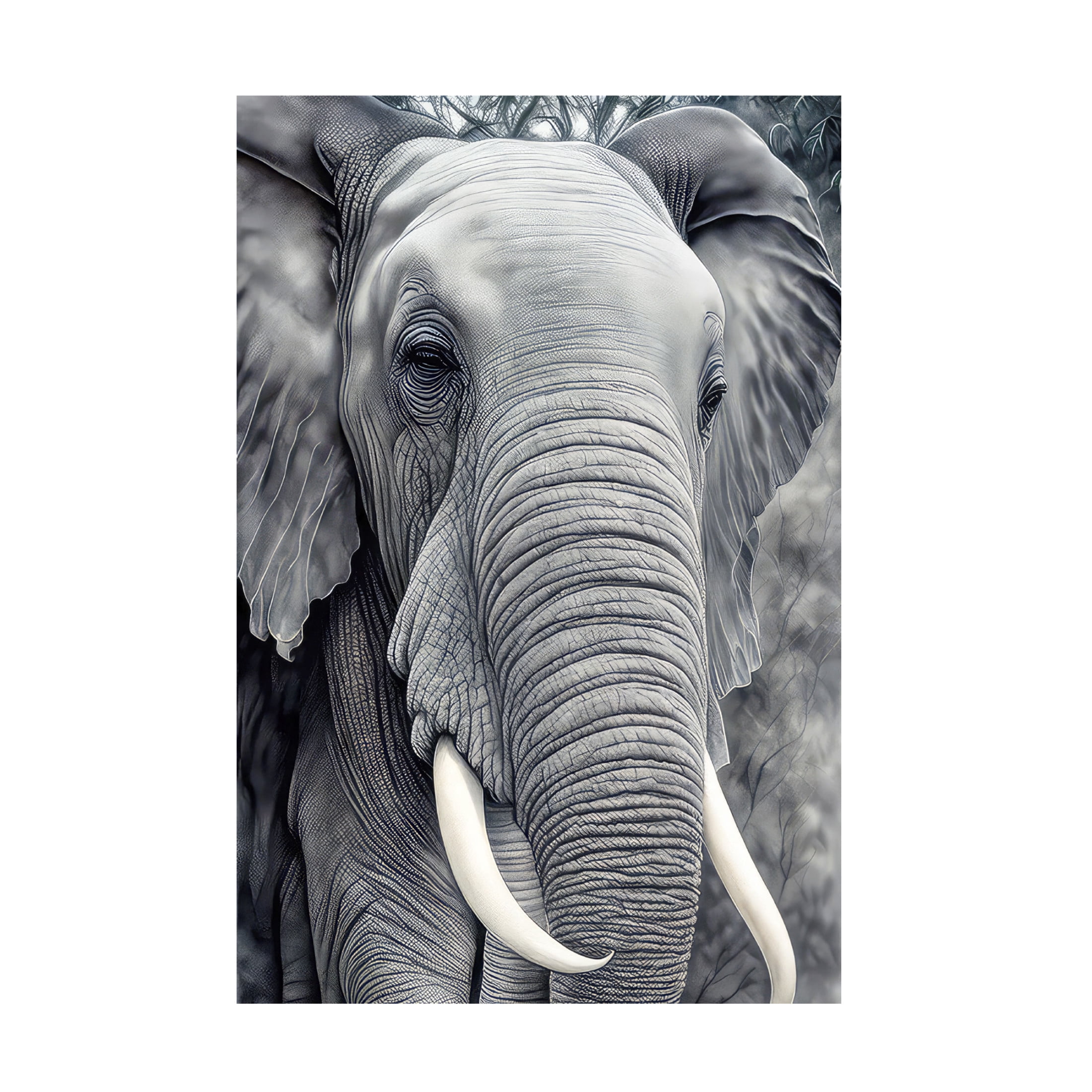 Canvas Wall Art - FootePrint Art 'African Elephant 1' Wall Art for Living Room, Bedroom, or Office Décor by Trademark Fine Art - 30 x 47 Inches