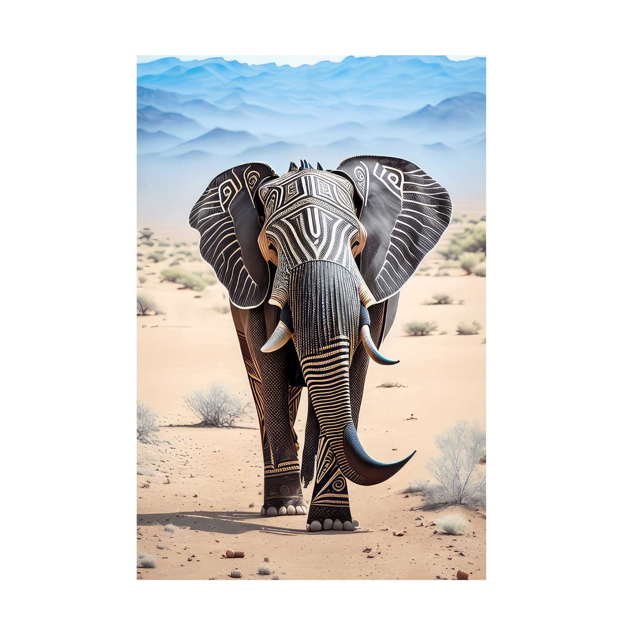 Canvas Wall Art - FootePrint Art 'African Elephant 2' Wall Art for Living Room, Bedroom, or Office Décor by Trademark Fine Art - 22 x 32 Inches