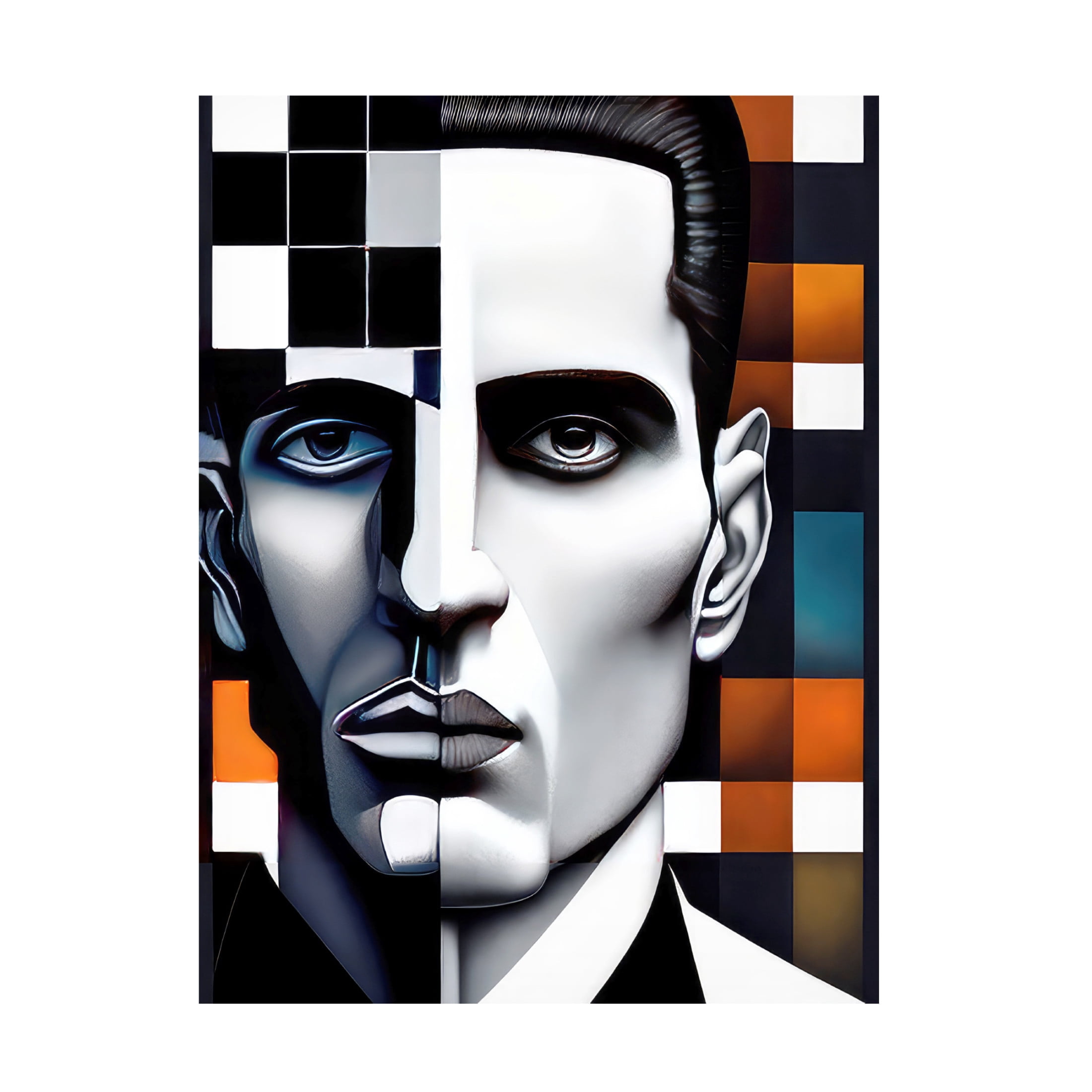 Canvas Wall Art - FootePrint Art 'Checkerboard Portrait 2' Wall Art for Living Room, Bedroom, or Office Décor by Trademark Fine Art - 18 x 24 Inches