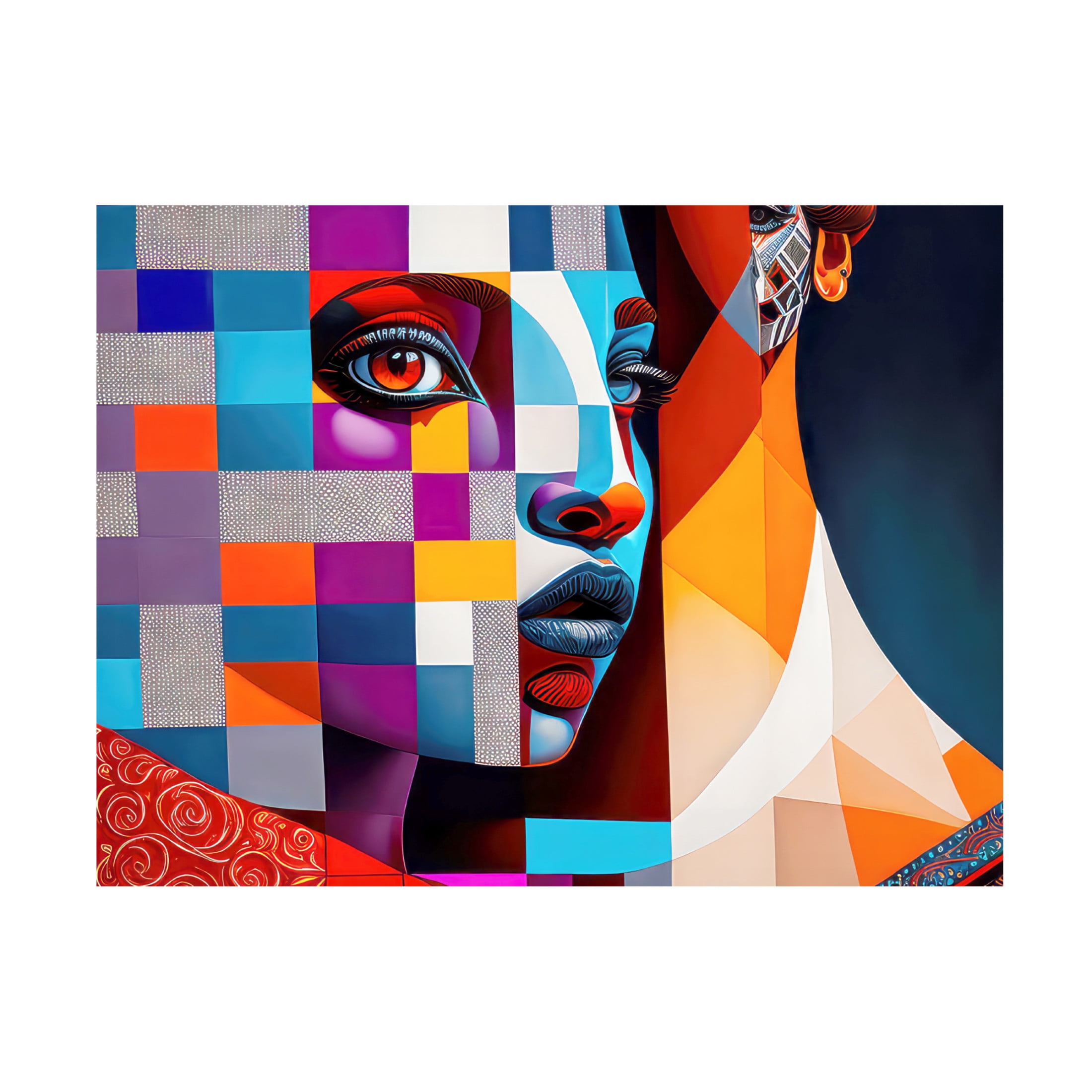 Canvas Wall Art - FootePrint Art 'Checkerboard Portrait' Wall Art for Living Room, Bedroom, or Office Décor by Trademark Fine Art - 24 x 18 Inches