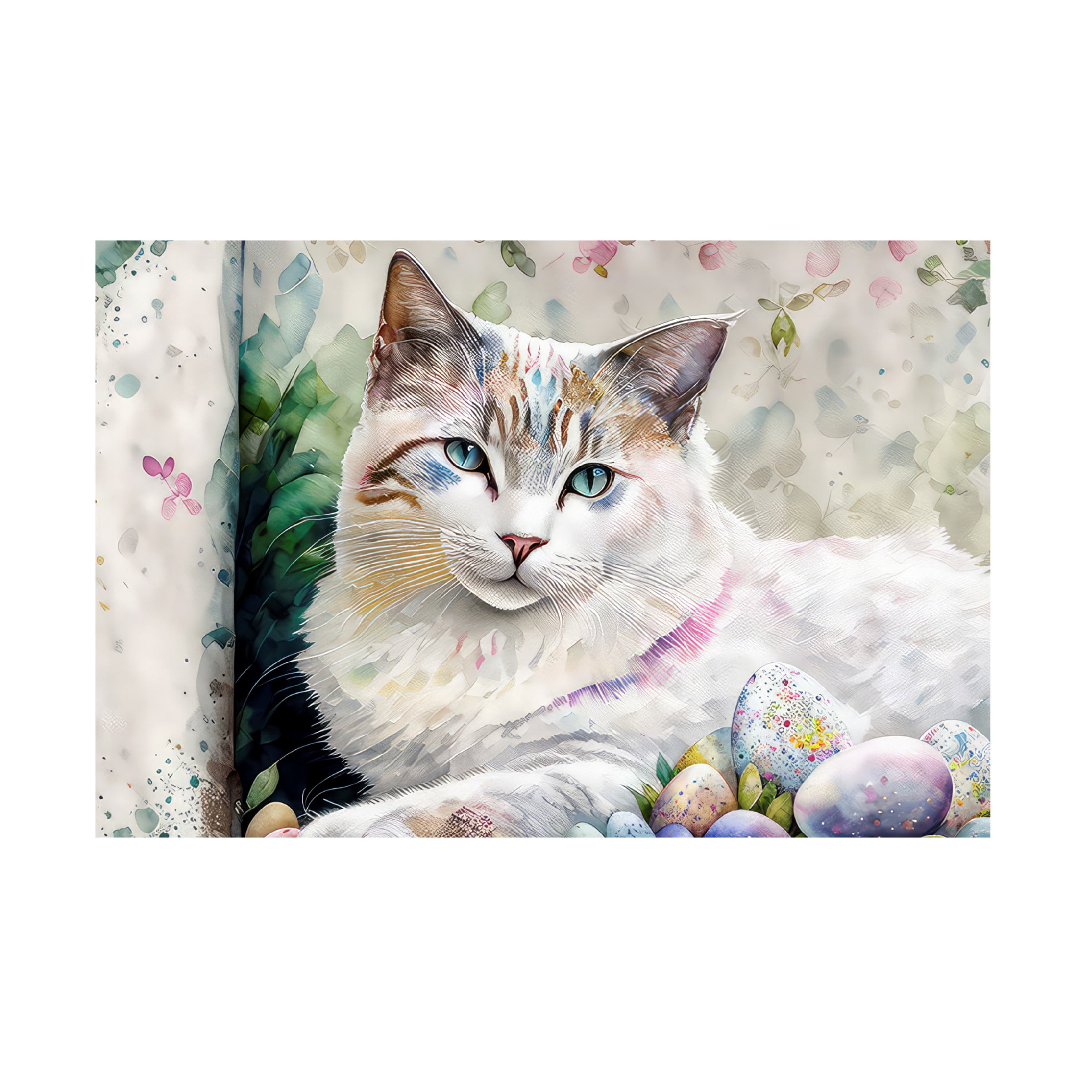 Canvas Wall Art - FootePrint Art 'Easter Kitty 3' Wall Art for Living Room, Bedroom, or Office Décor by Trademark Fine Art - 32 x 22 Inches