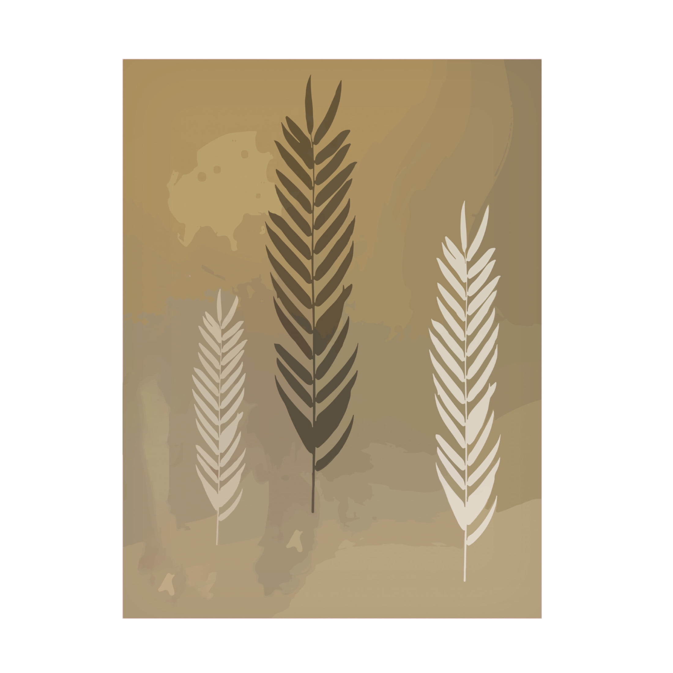 Canvas Wall Art - FootePrint Art 'Three Fern Fronds' Wall Art for Living Room, Bedroom, or Office Décor by Trademark Fine Art - 35 x 47 Inches