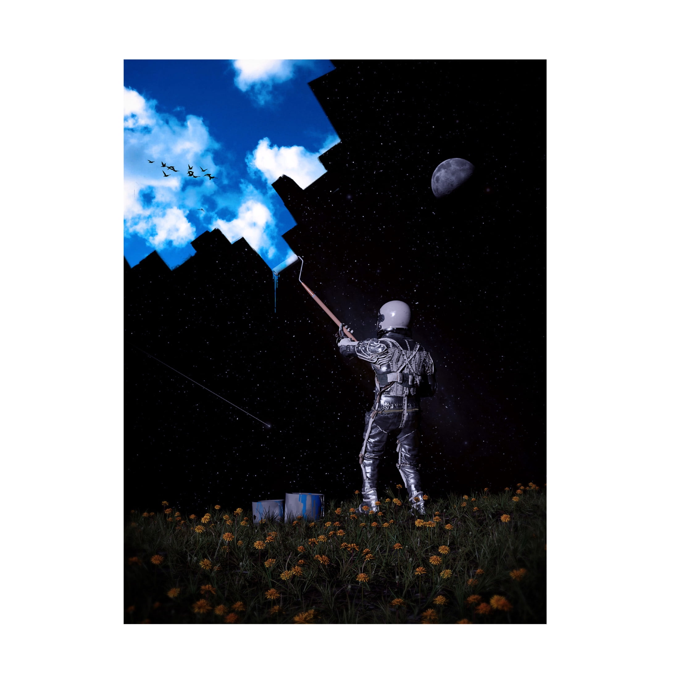 Canvas Wall Art - Francis Minoza 'Hello Blue Sky' Wall Art for Living Room, Bedroom, or Office D?cor by Trademark Fine Art - 35 x 47 Inches
