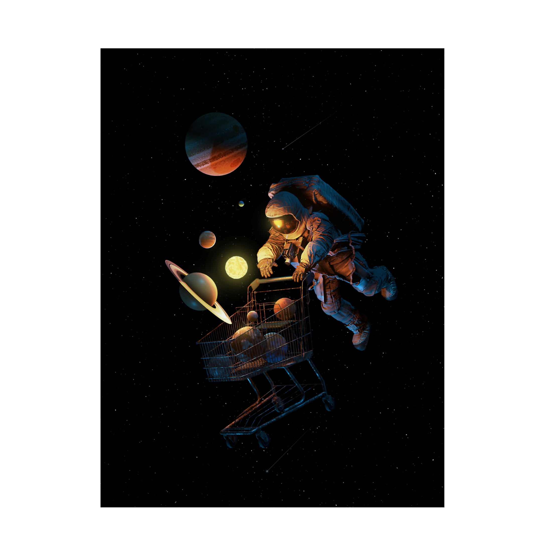 Canvas Wall Art - Francis Minoza 'Space Cart Print' Wall Art for Living Room, Bedroom, or Office D?cor by Trademark Fine Art - 14 x 19 Inches